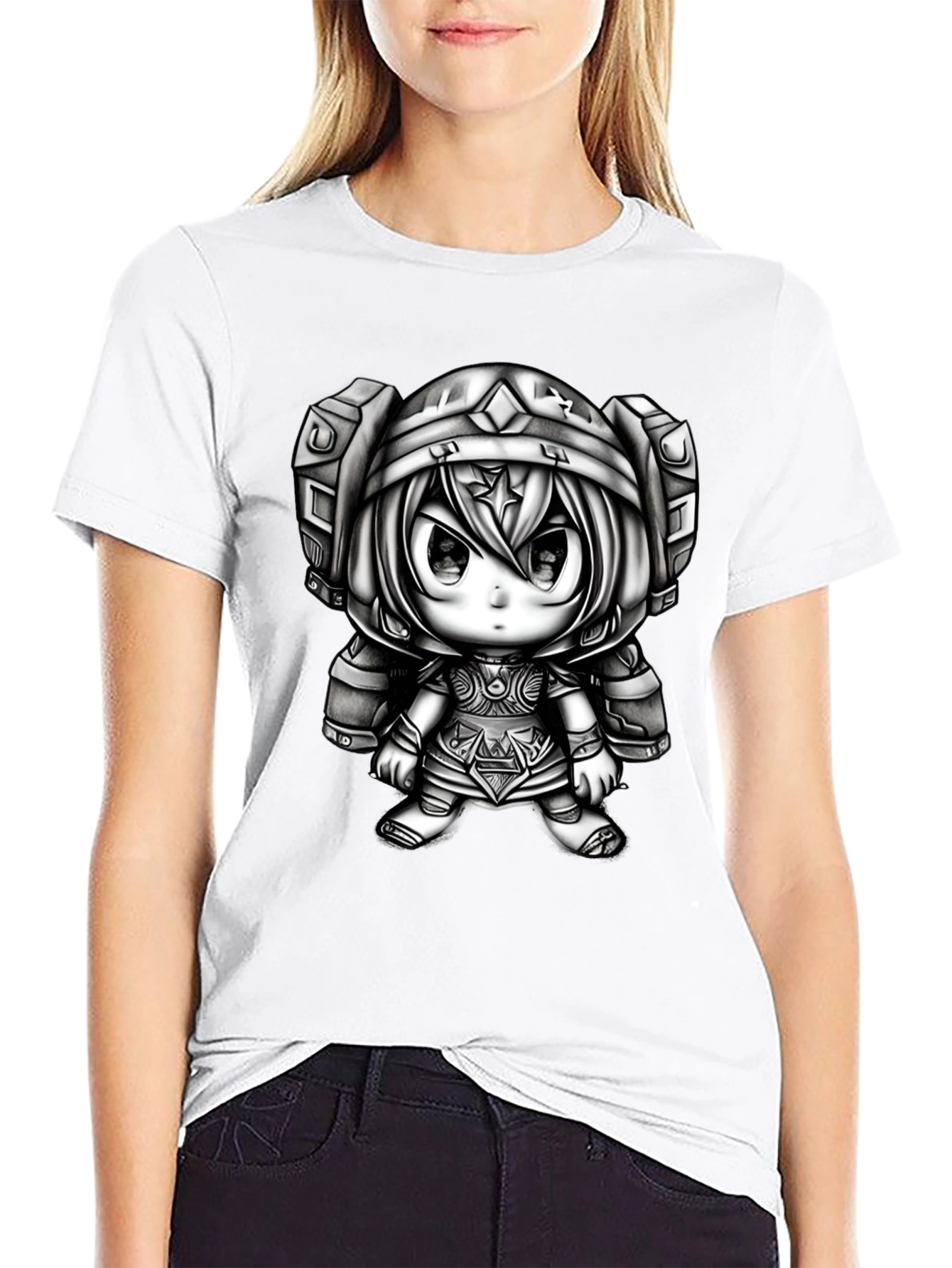 Anime Character Graphic Tee - Black