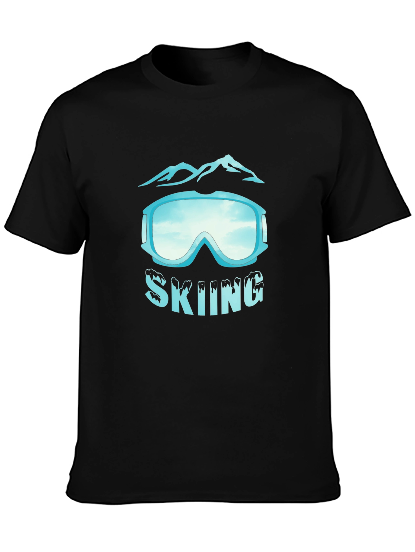 Skiing Goggles Graphic Black T-Shirt