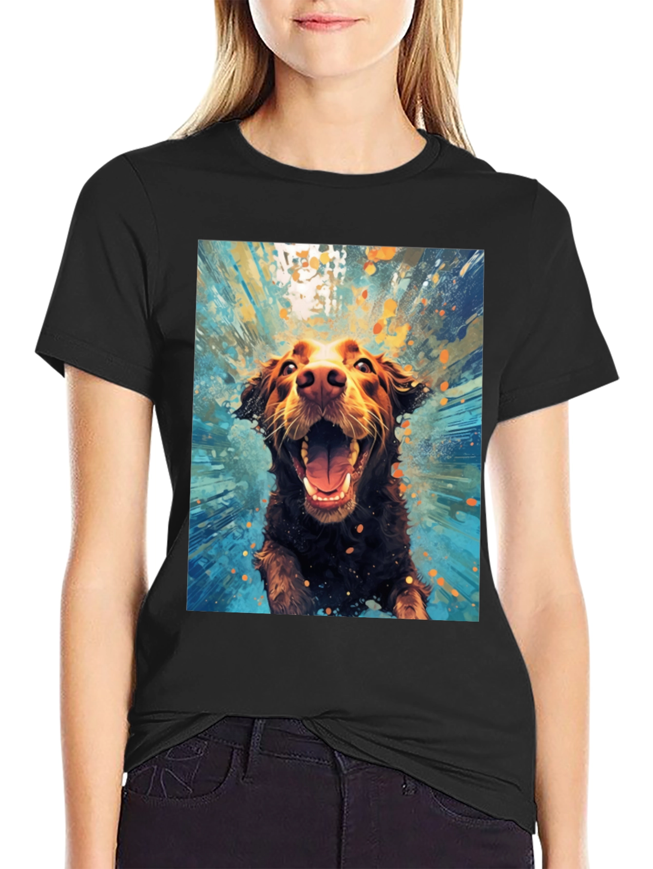 Dog in Water T-Shirt Fun Graphic Tee