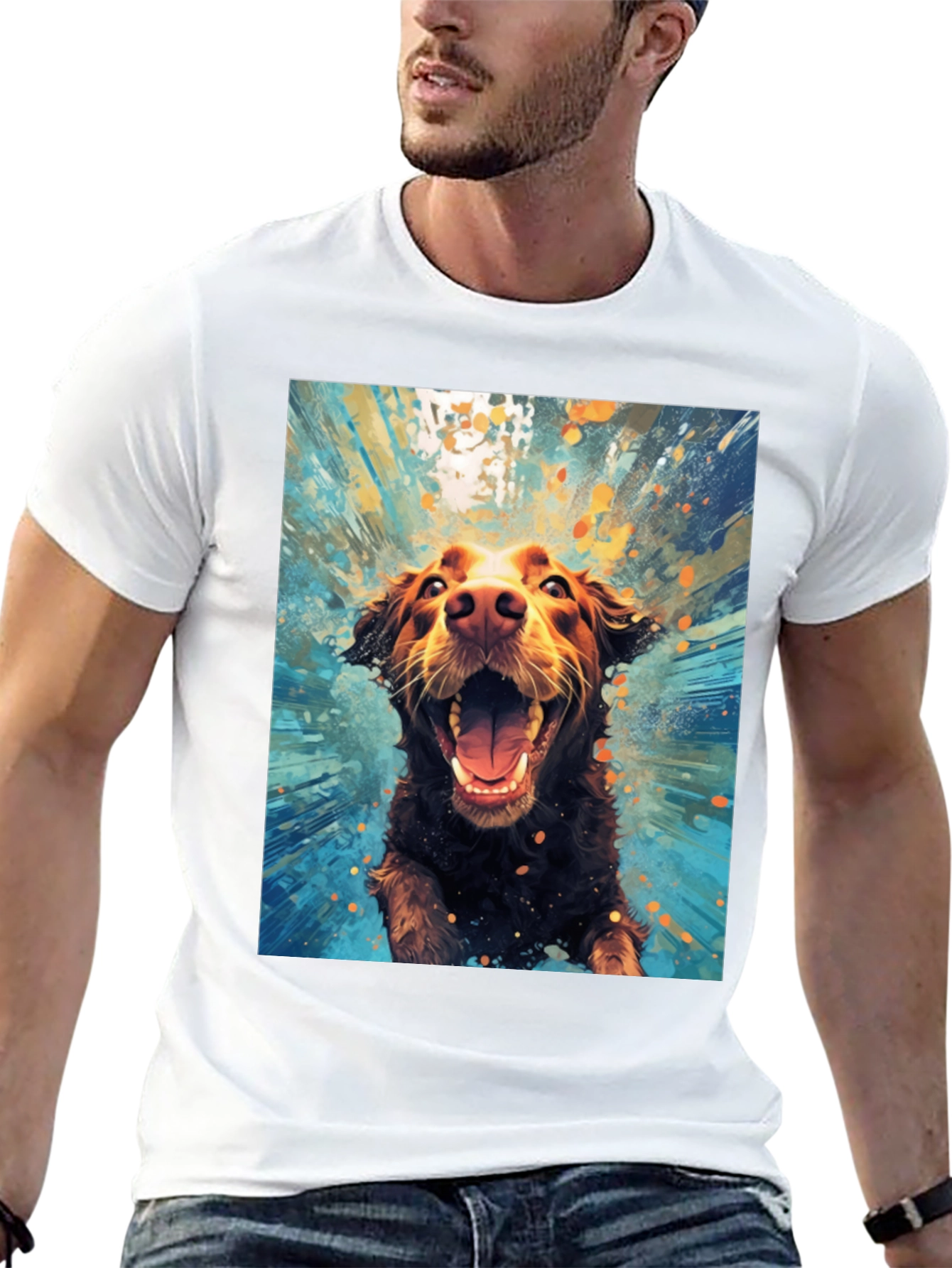 Dog in Water T-Shirt Fun Graphic Tee