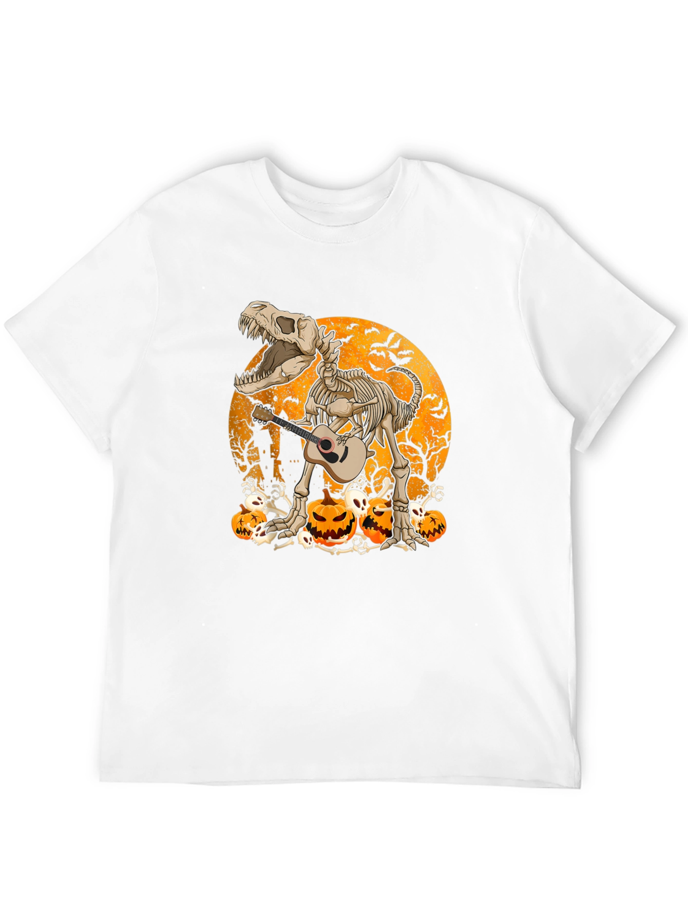 Dino Skeleton Halloween Guitar T-Shirt