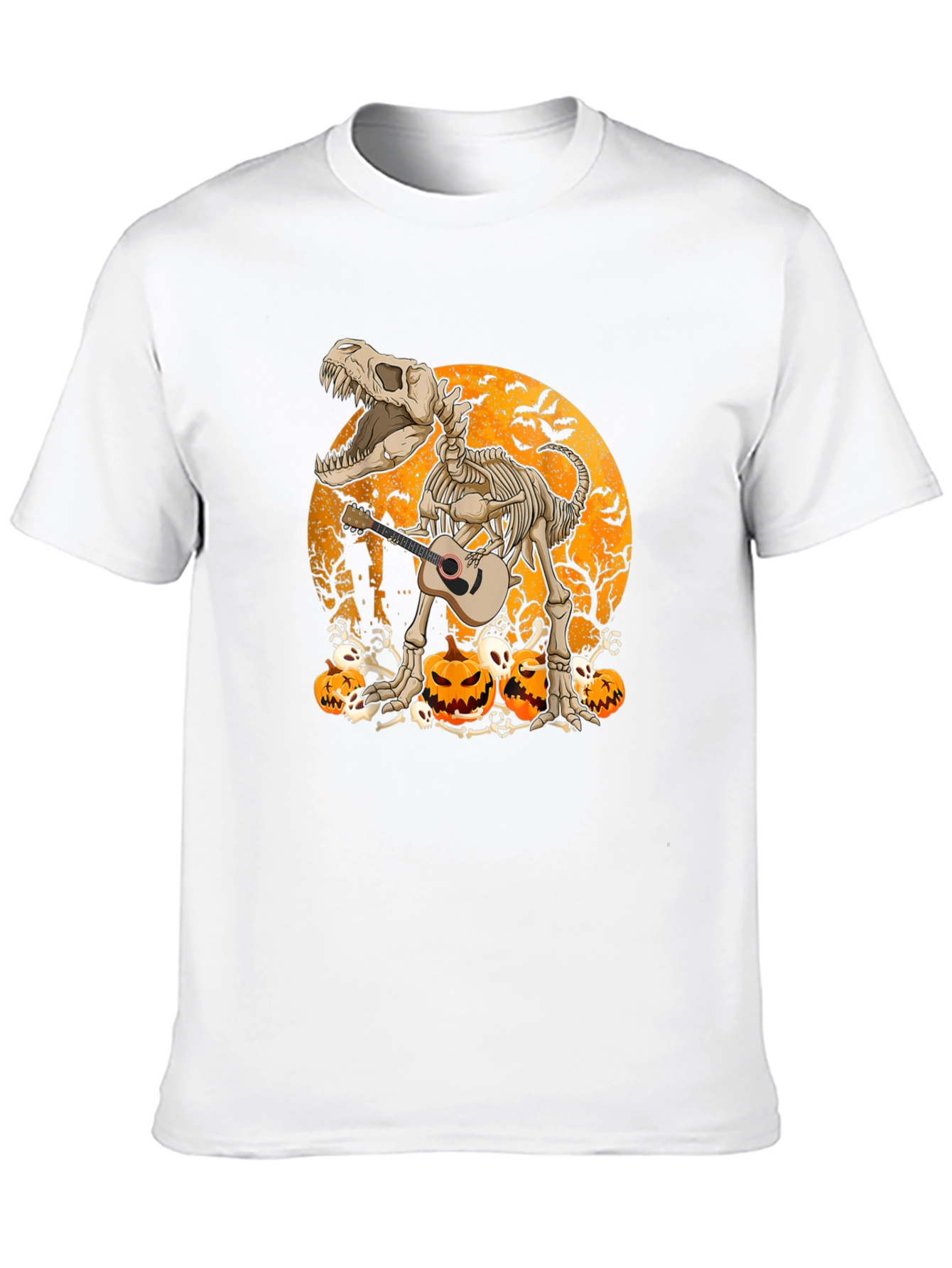 Dino Skeleton Halloween Guitar T-Shirt
