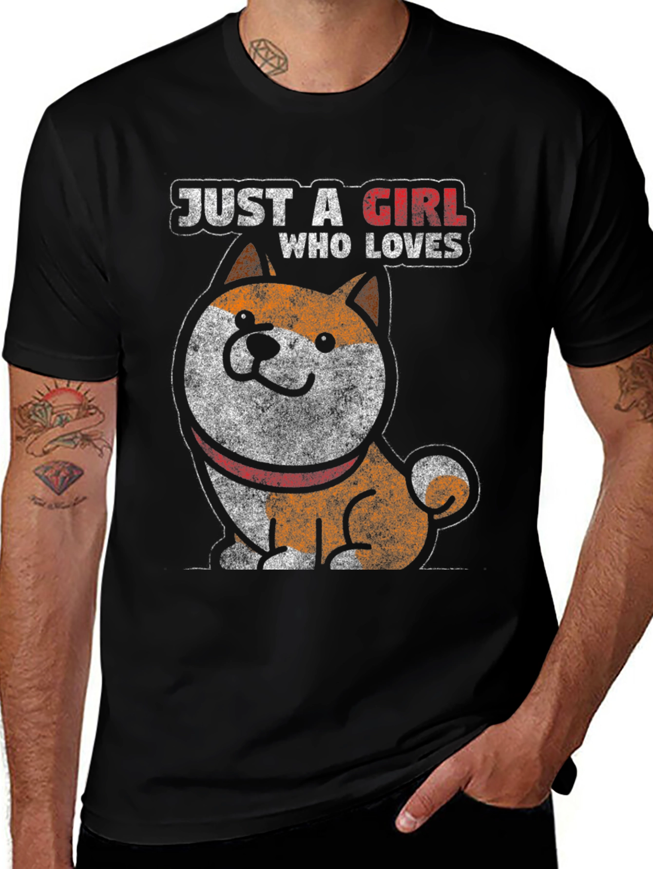 Just a Girl Who Loves Shiba Inu Black T-Shirt