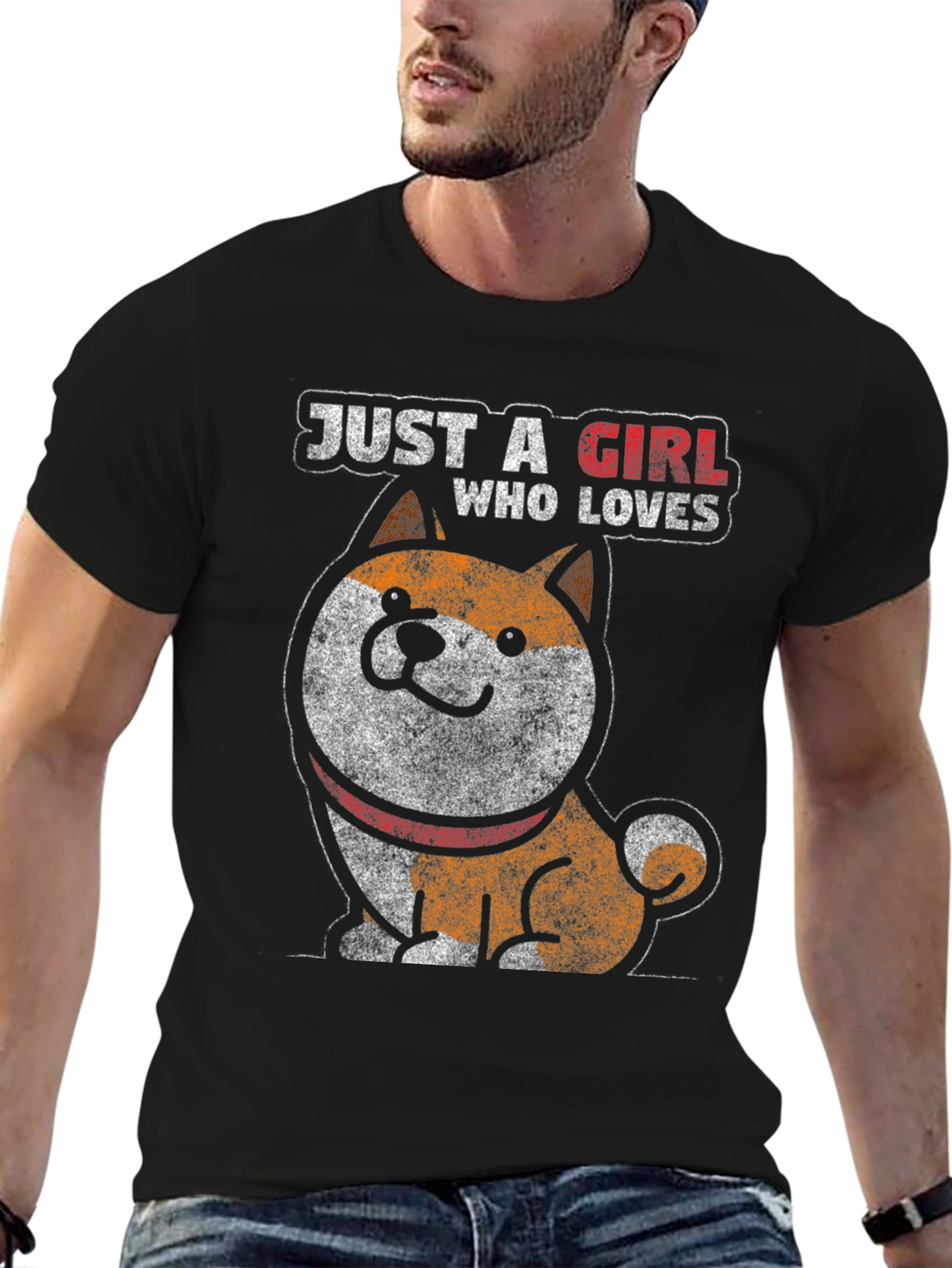 Just a Girl Who Loves Shiba Inu Black T-Shirt