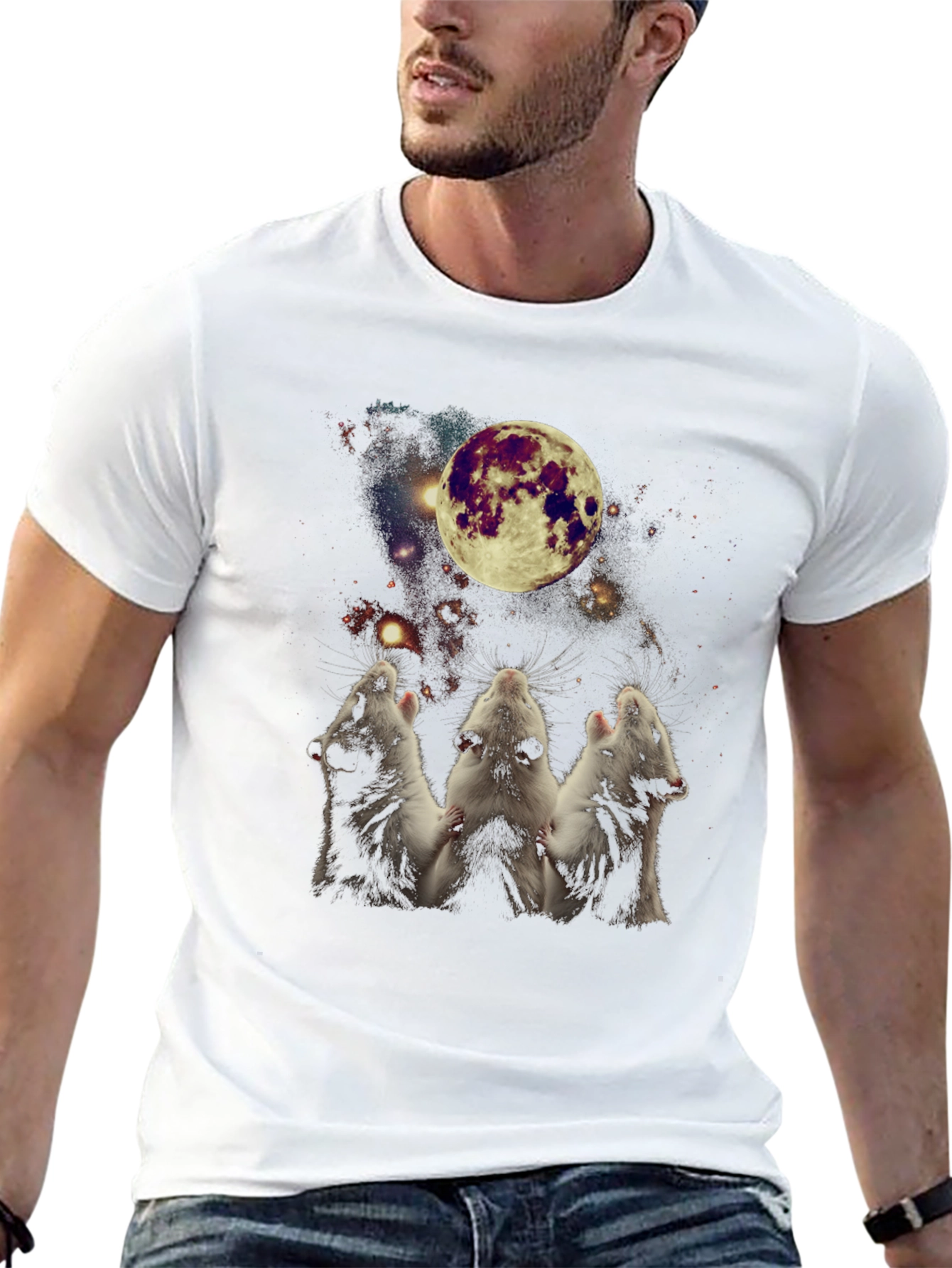 Rat Moon Howl T-Shirt - Black Cotton Tee