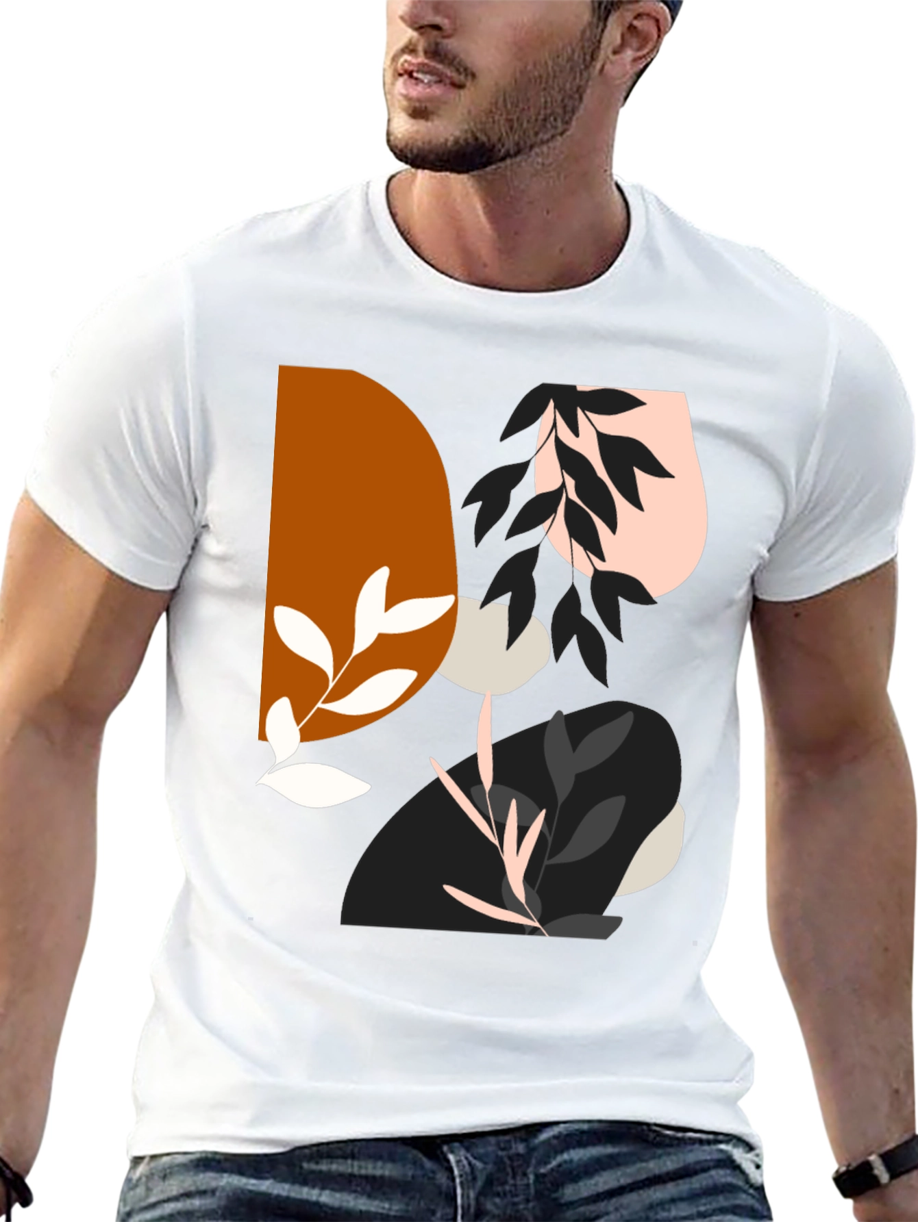 Abstract Graphic Print Mens Black T-Shirt