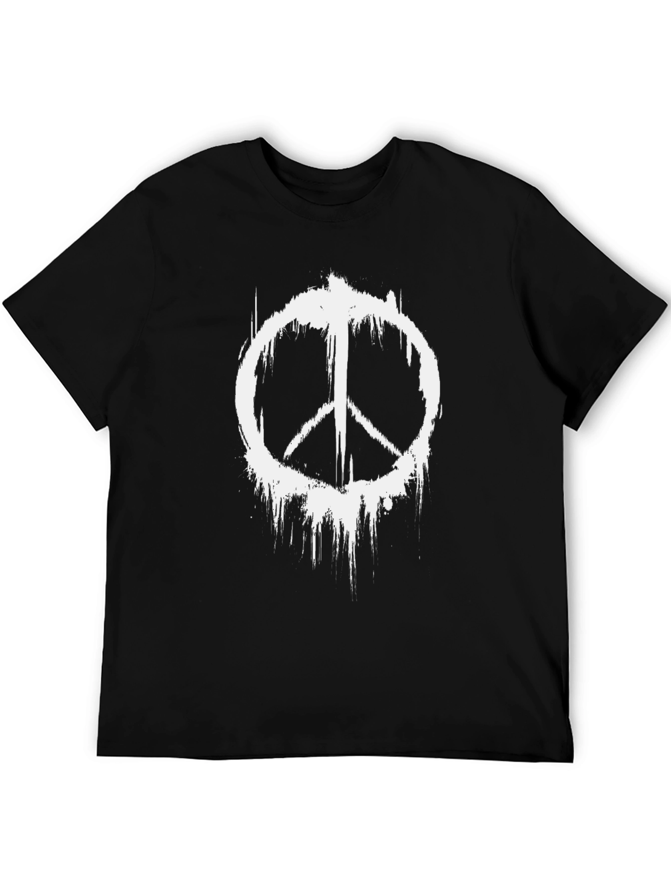 Distressed Peace Sign Black Graphic T-Shirt