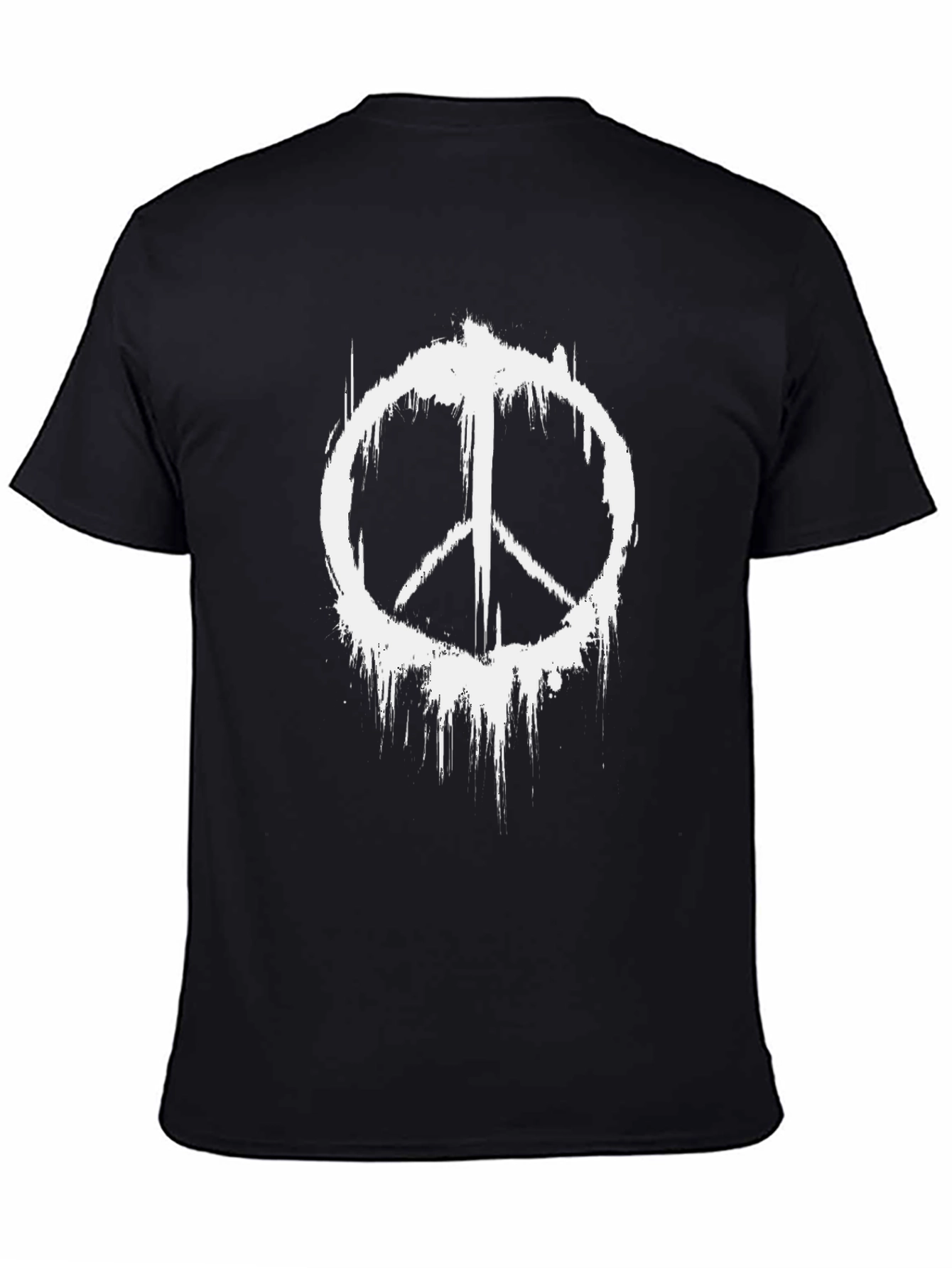 Distressed Peace Sign Black Graphic T-Shirt
