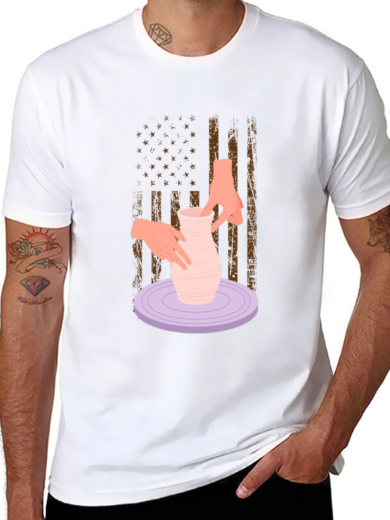 Pottery American Flag T-Shirt - Artsy Patriotic Tee