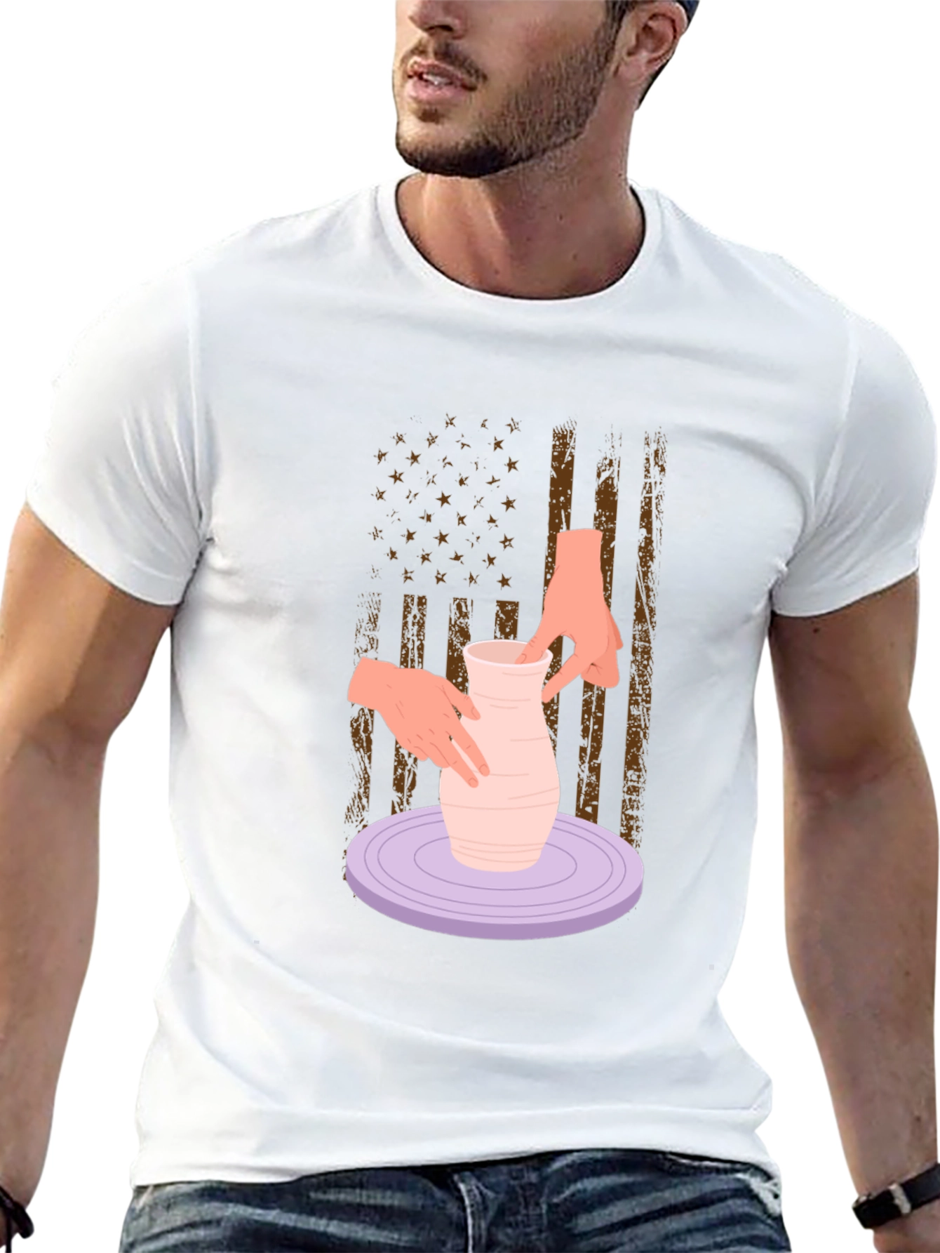 Pottery American Flag T-Shirt - Artsy Patriotic Tee