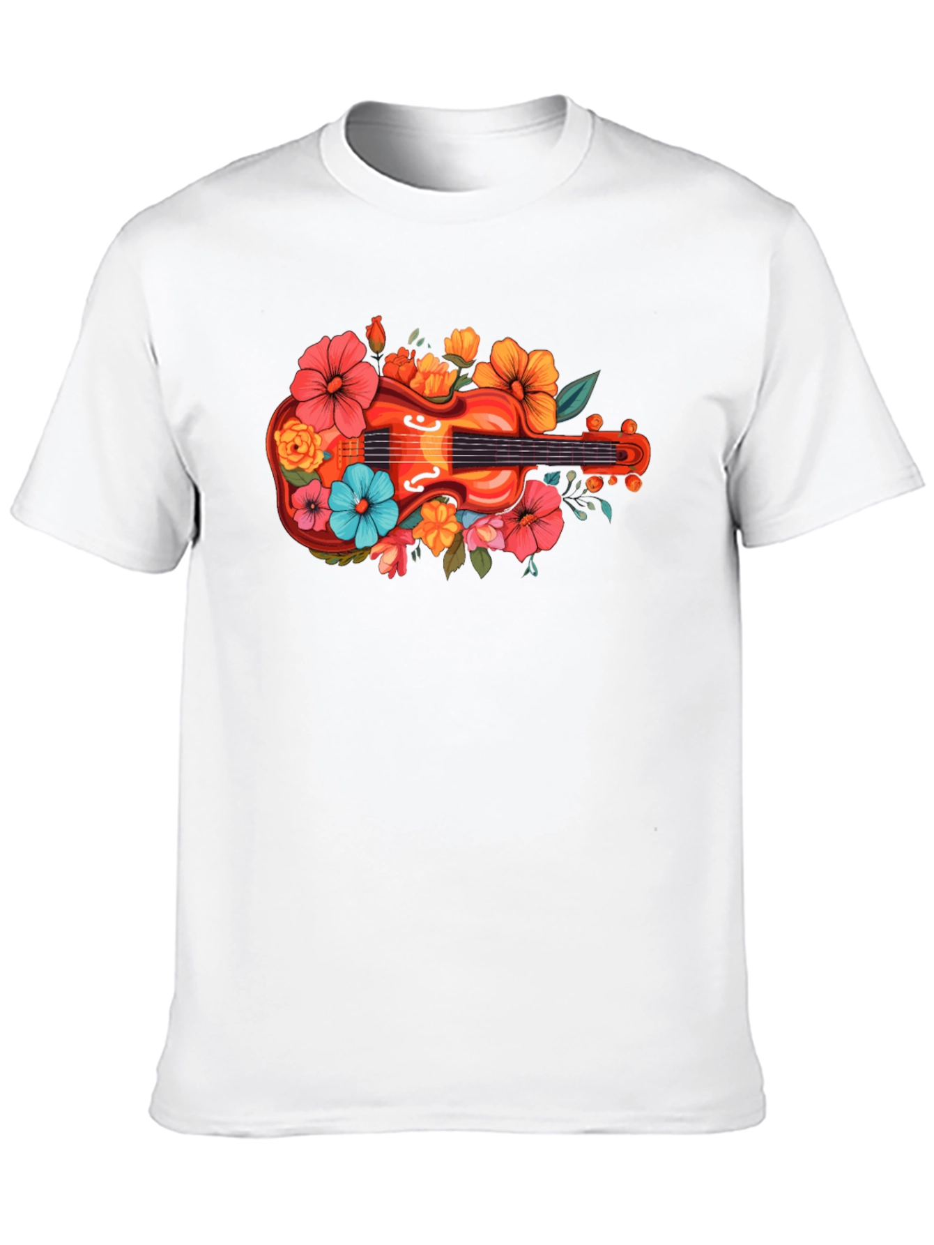 Floral Guitar T-Shirt - Music Lovers Tee