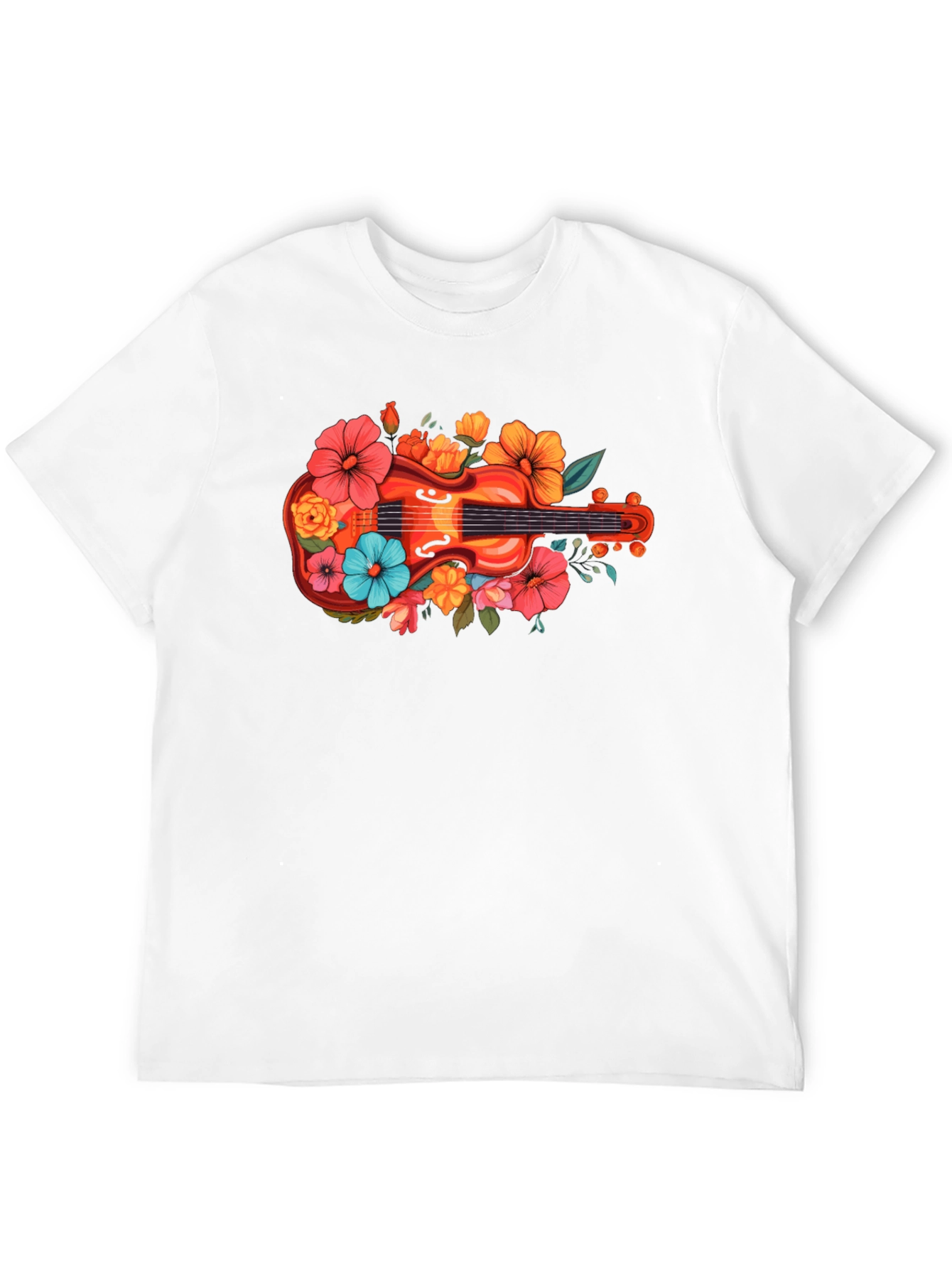 Floral Guitar T-Shirt - Music Lovers Tee