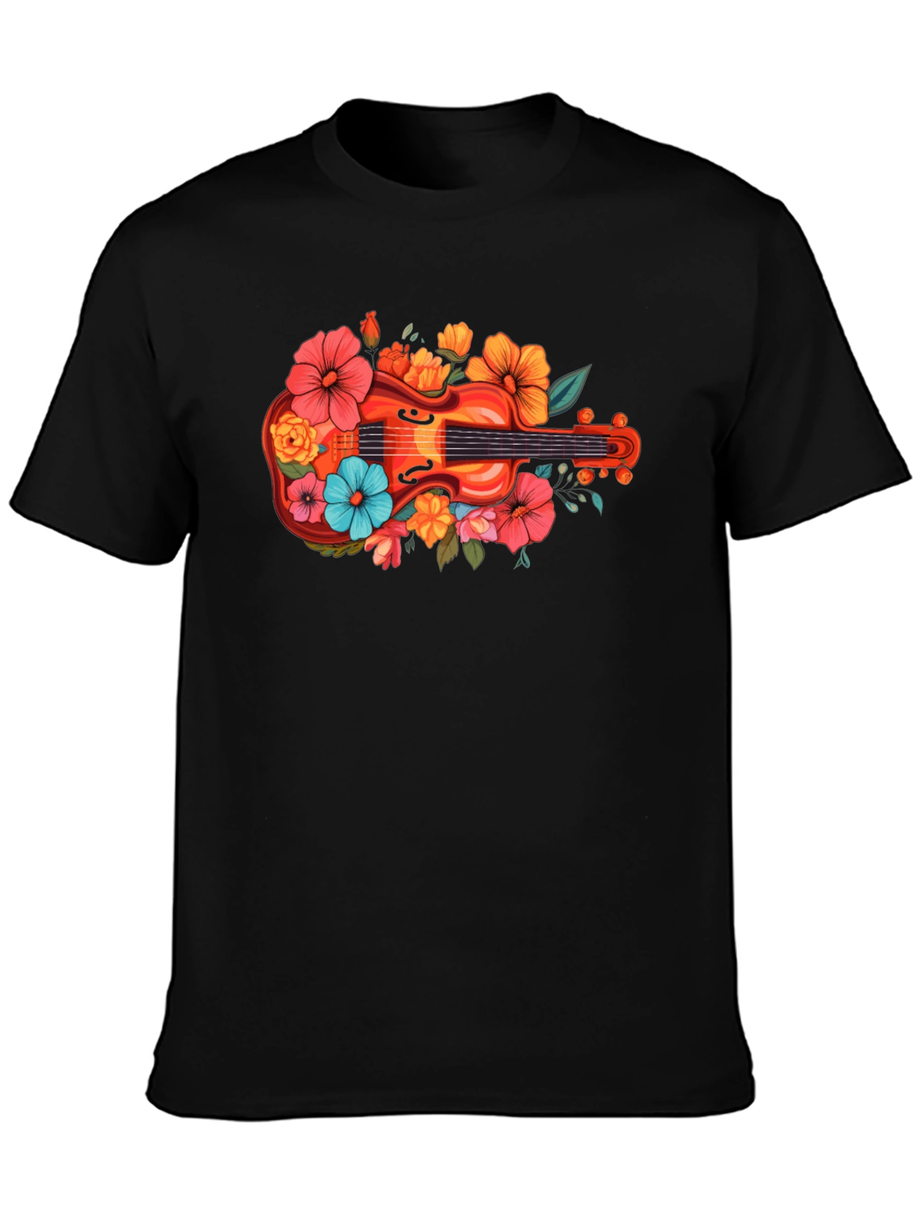 Floral Guitar T-Shirt - Music Lovers Tee