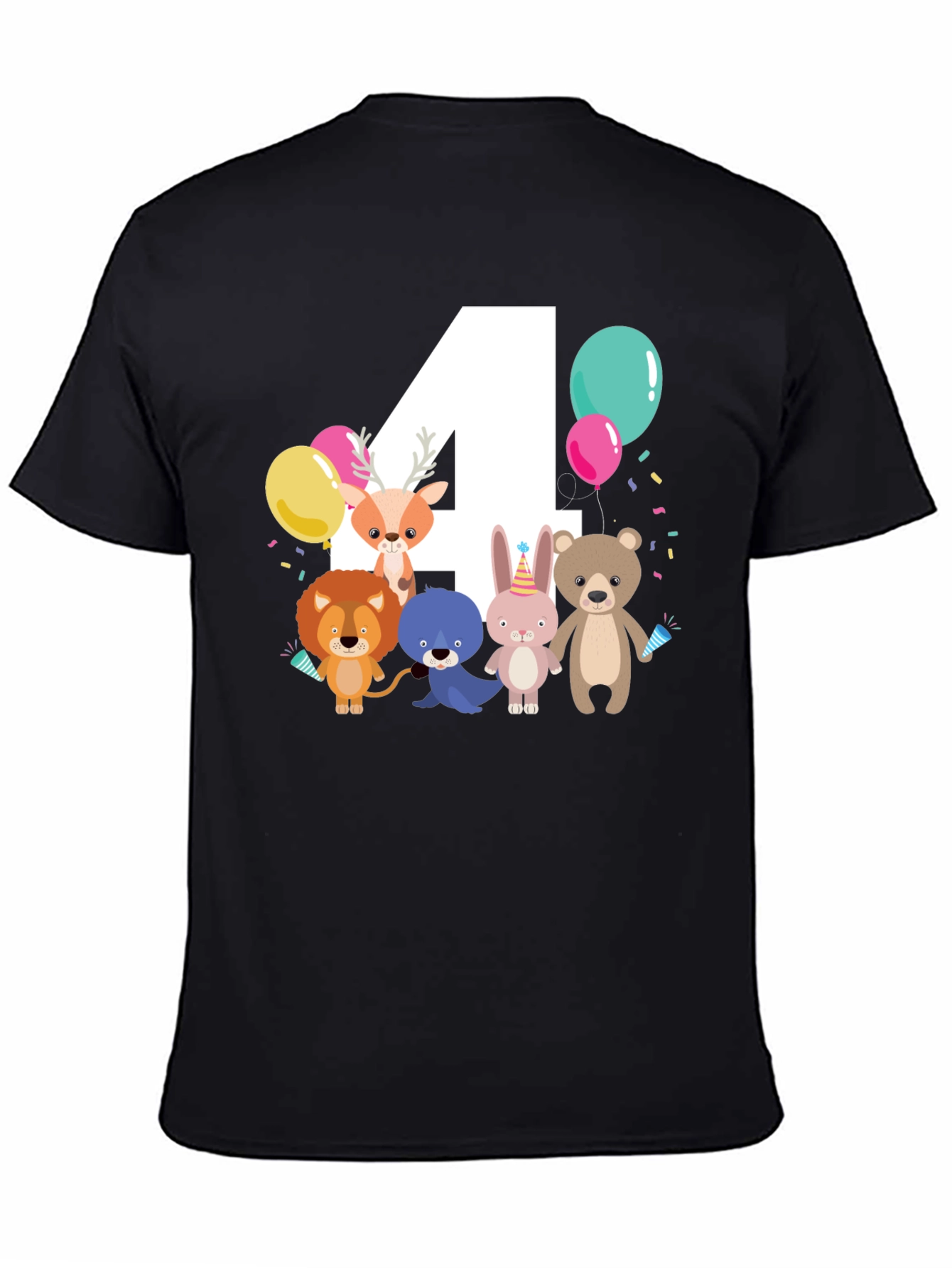 Cute Cartoon Animals 4th Birthday T-Shirt