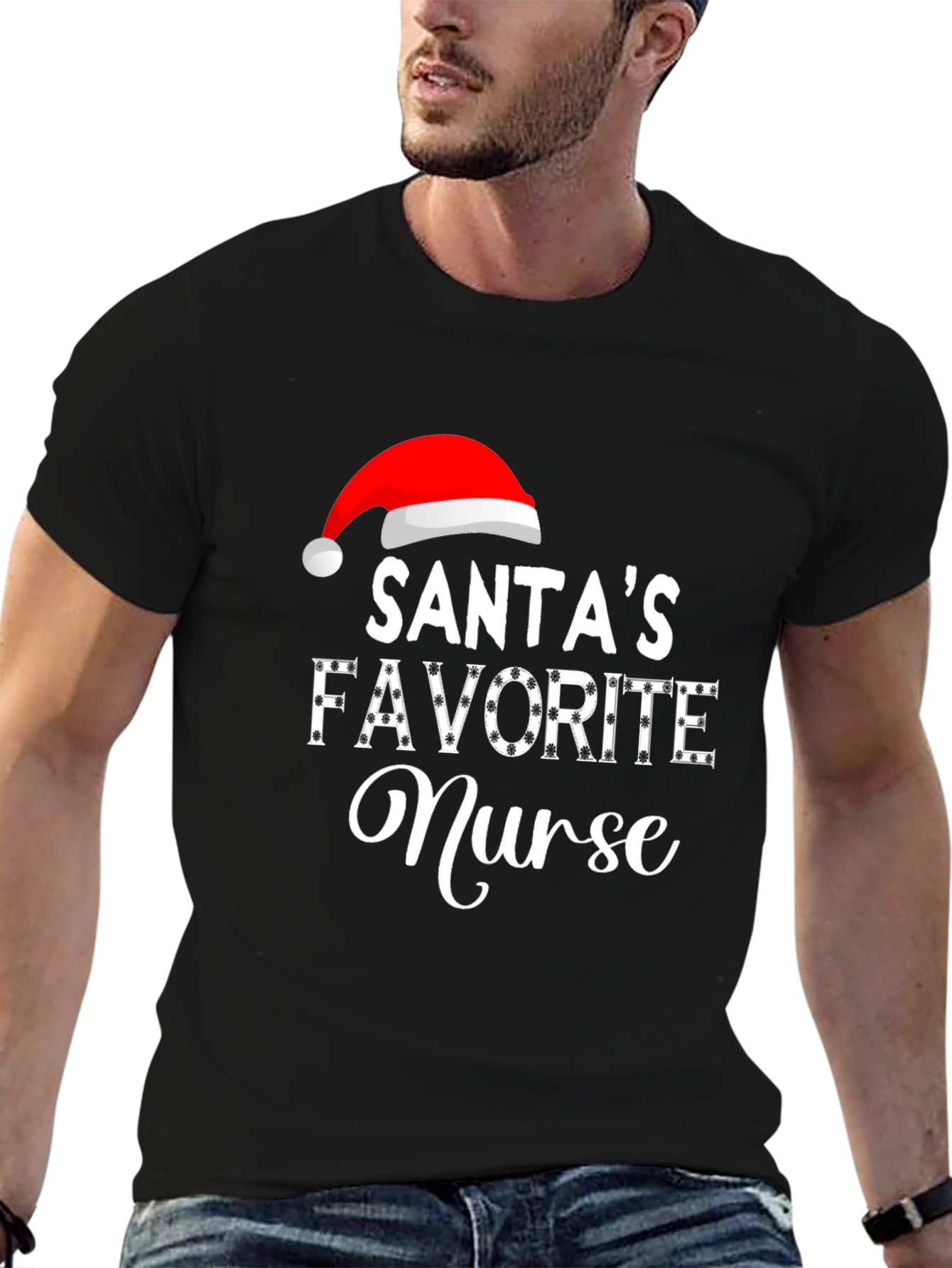 Santas Favorite Nurse Holiday T-Shirt