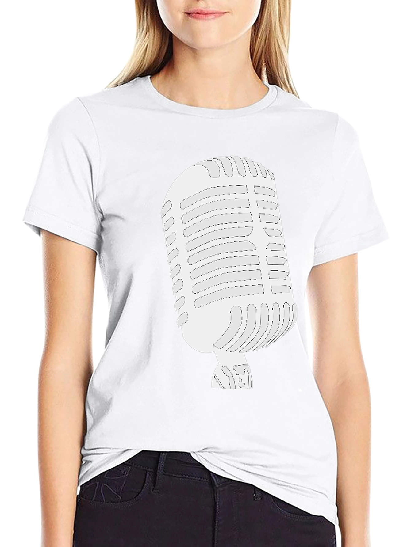 Retro Microphone Graphic Tee - Classic Vocal Style