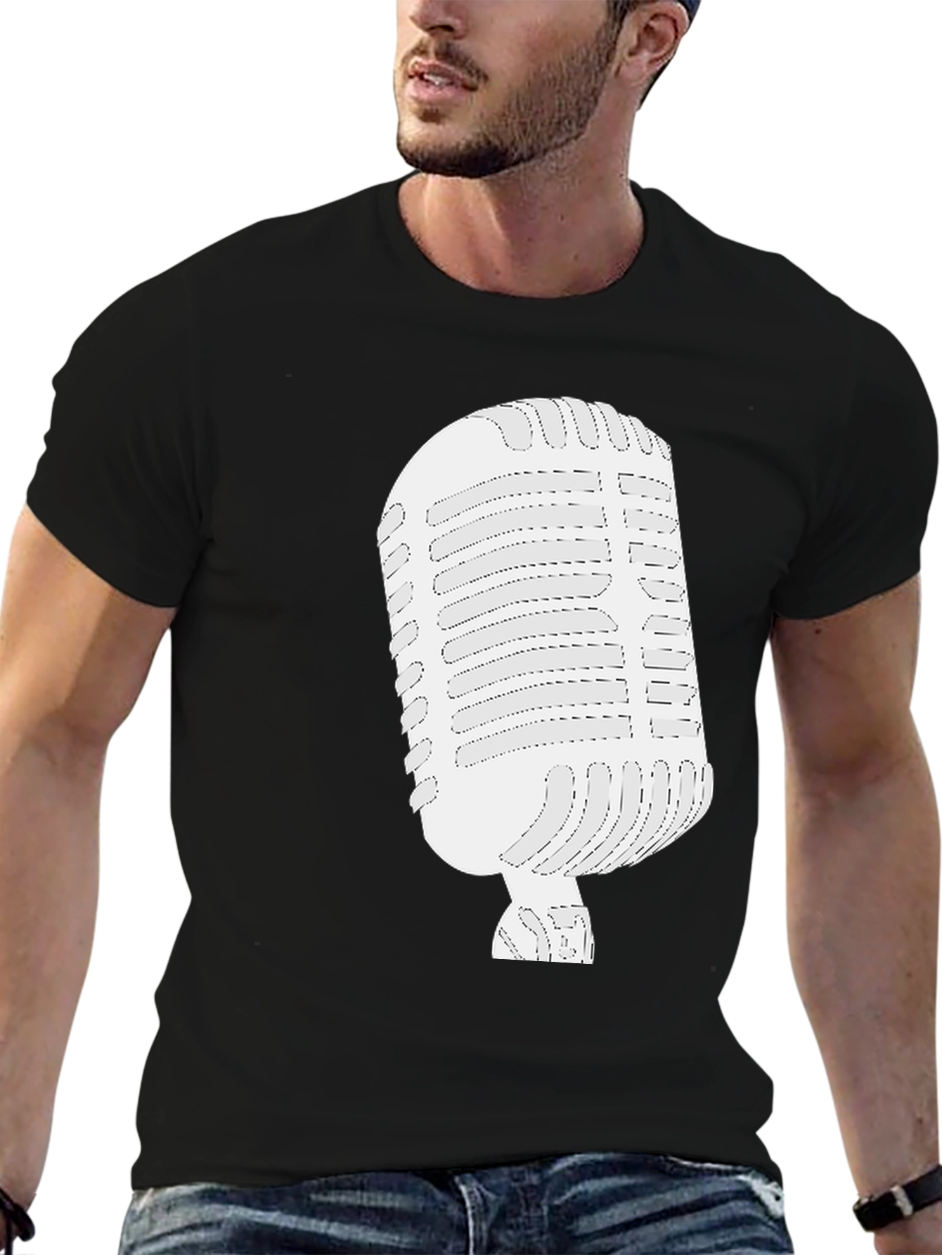 Retro Microphone Graphic Tee - Classic Vocal Style