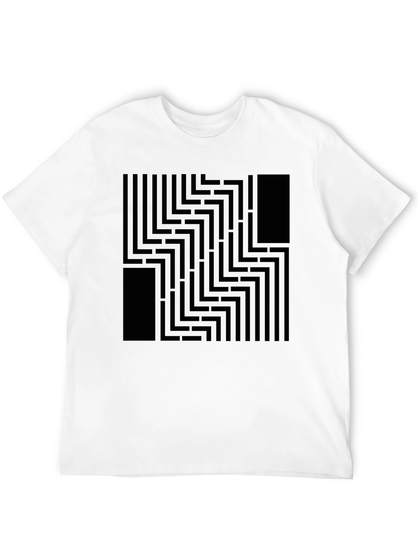 Abstract Maze Pattern Black Graphic Tee