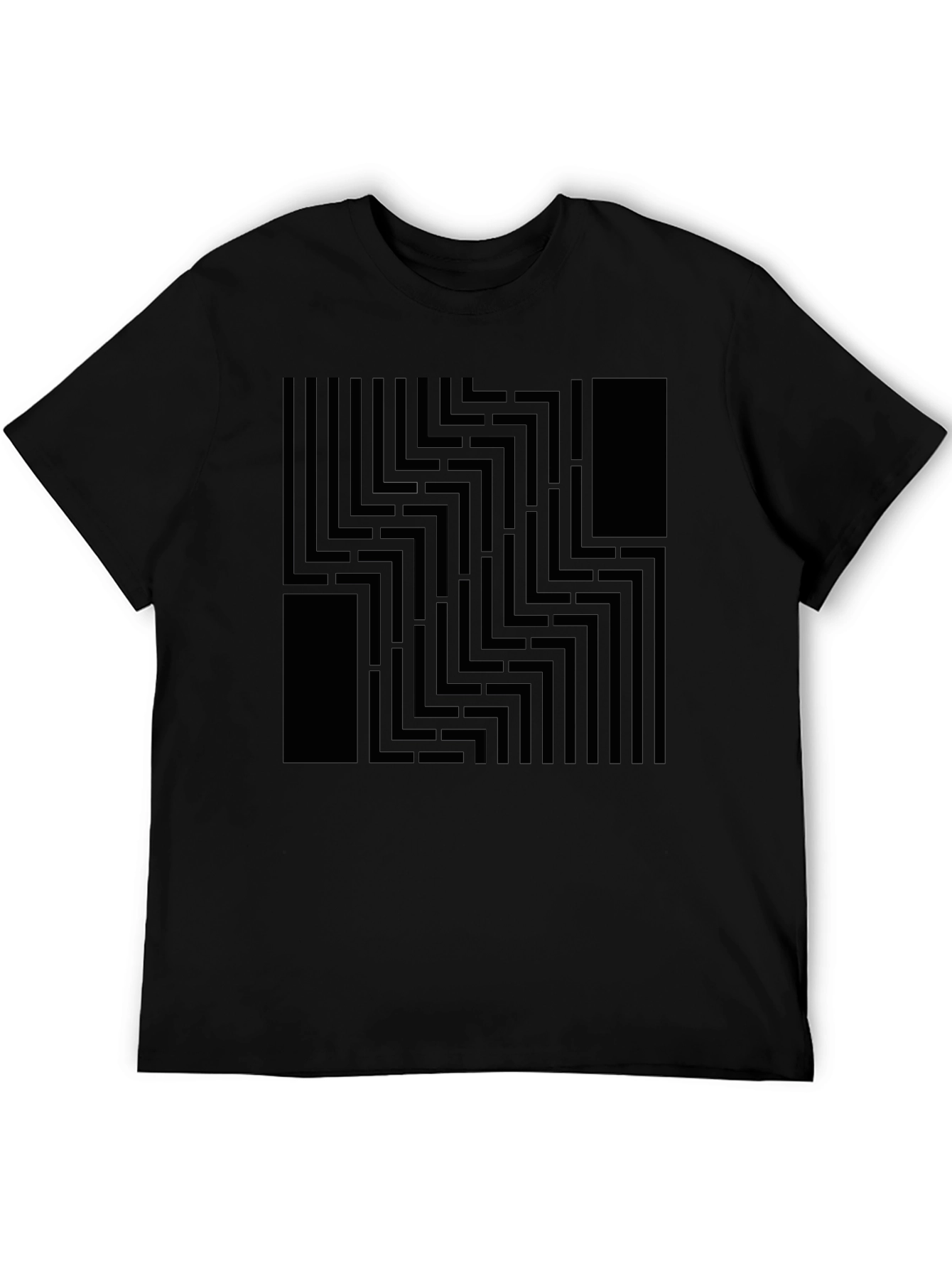 Abstract Maze Pattern Black Graphic Tee