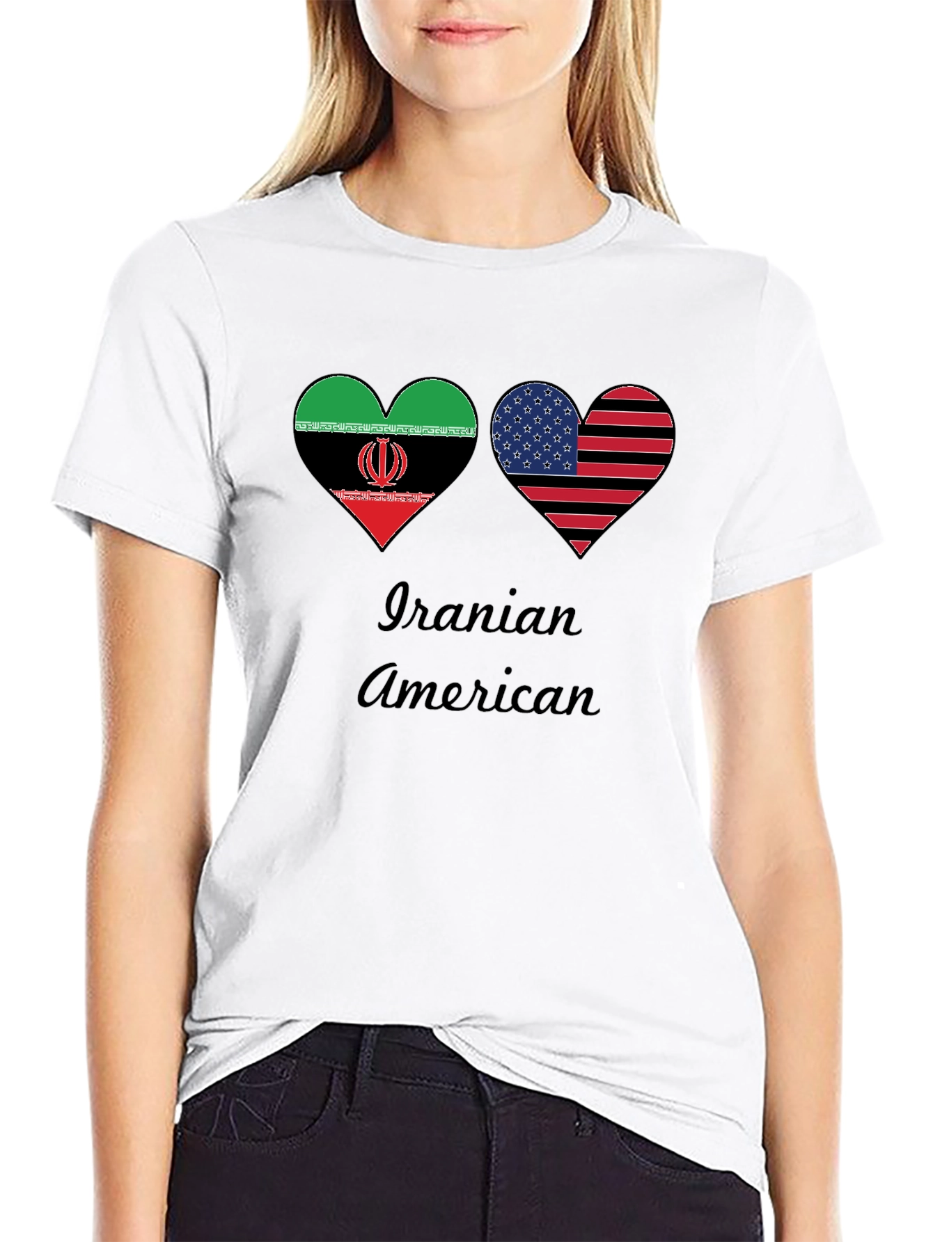 Iranian American Flag Heart T-Shirt