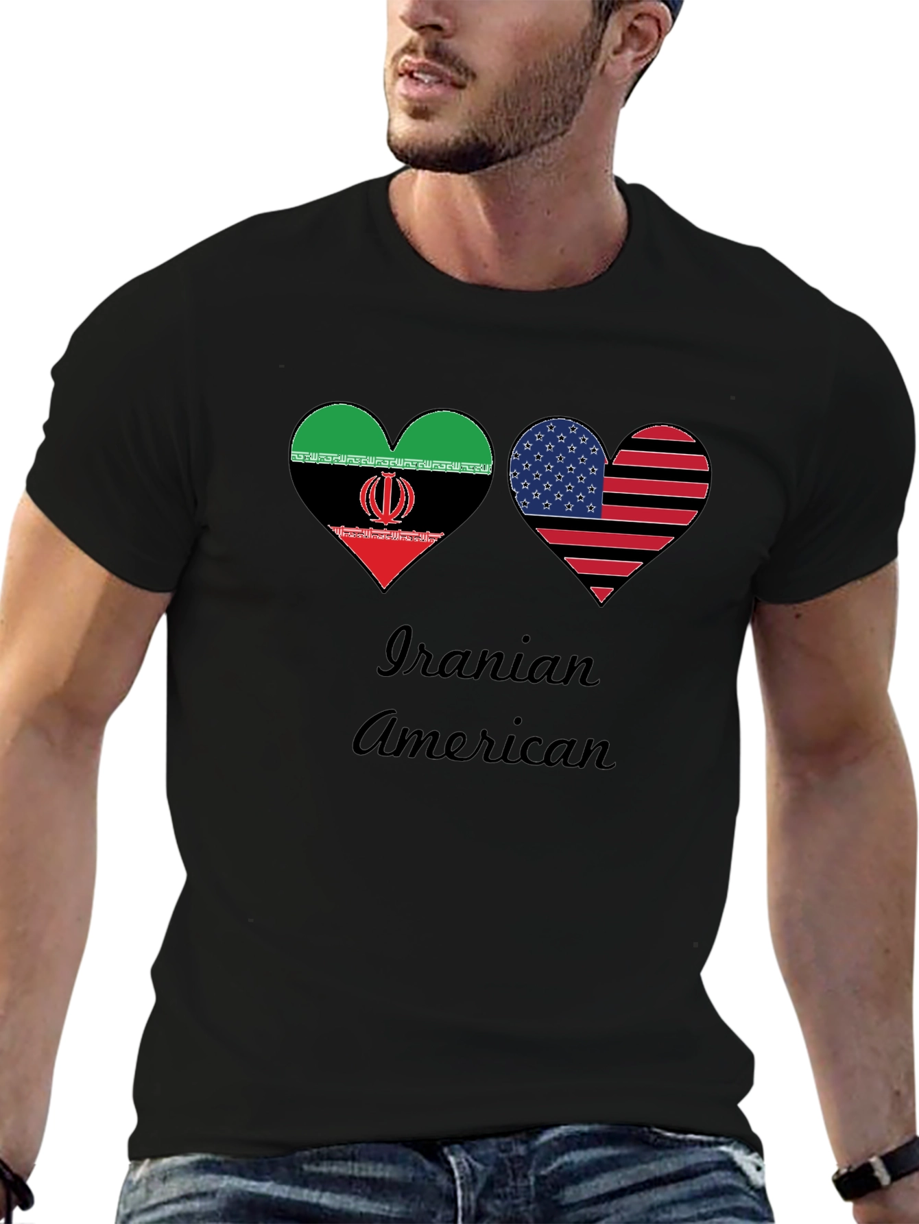 Iranian American Flag Heart T-Shirt