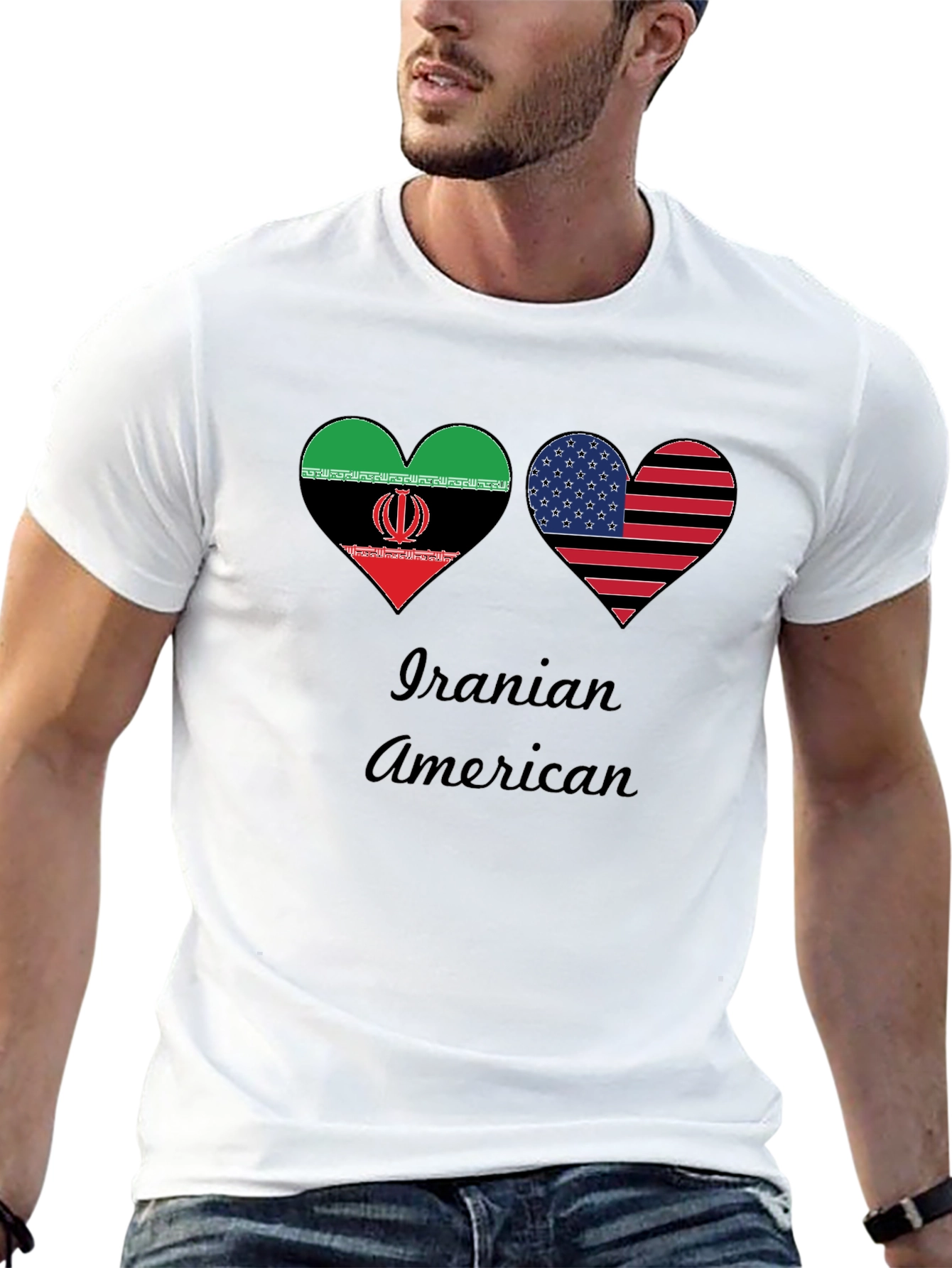 Iranian American Flag Heart T-Shirt