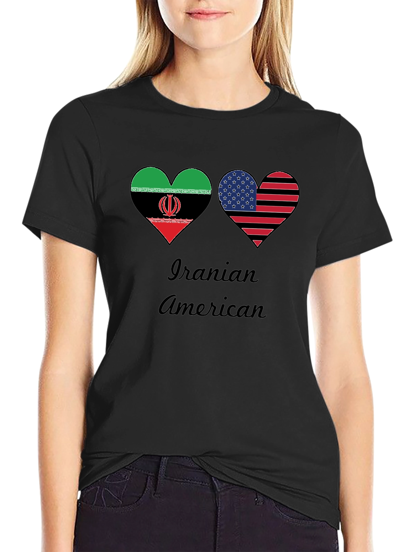 Iranian American Flag Heart T-Shirt