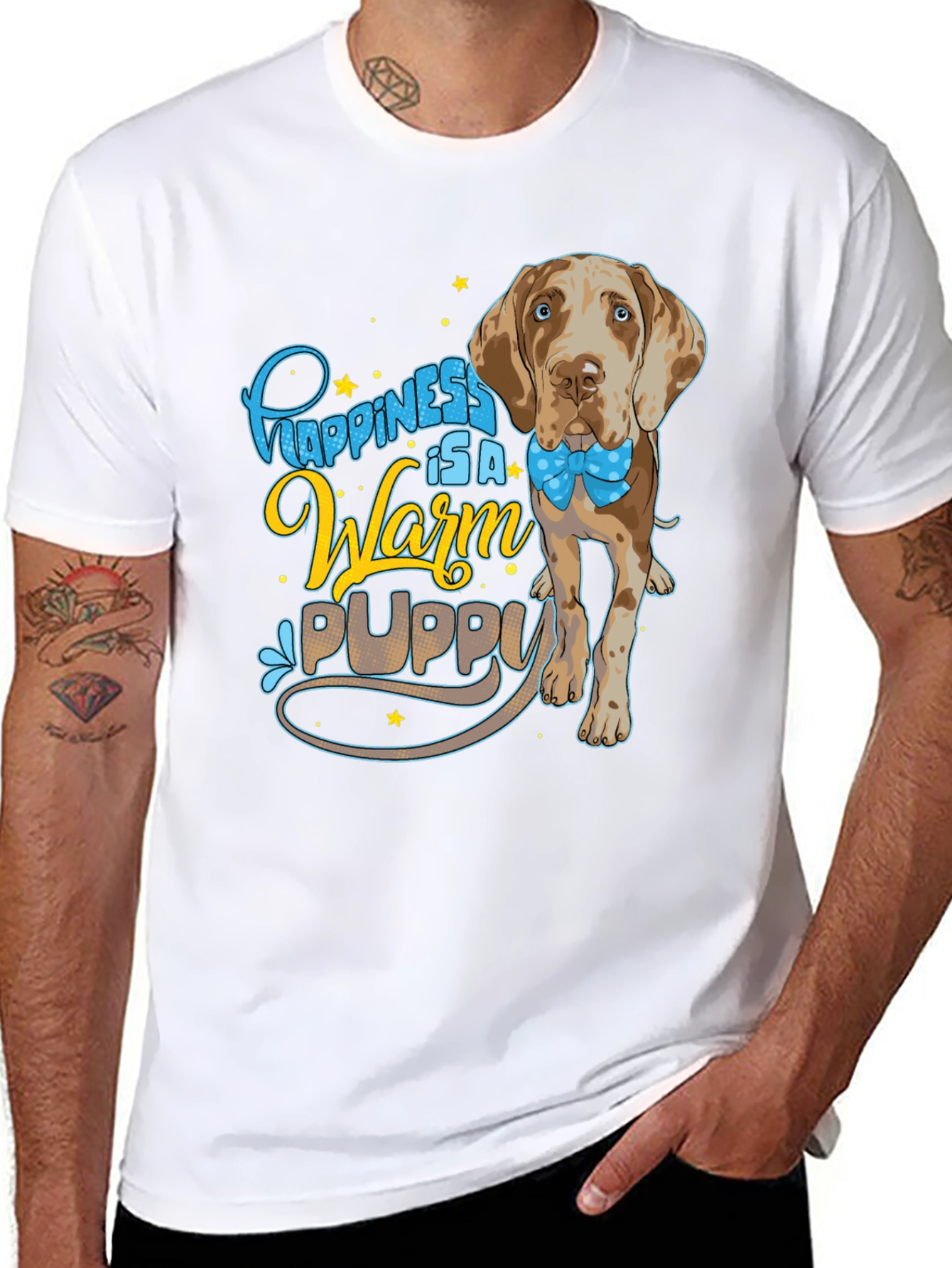 Happiness Warm Puppy Dog T-Shirt Cute Graphic Tee
