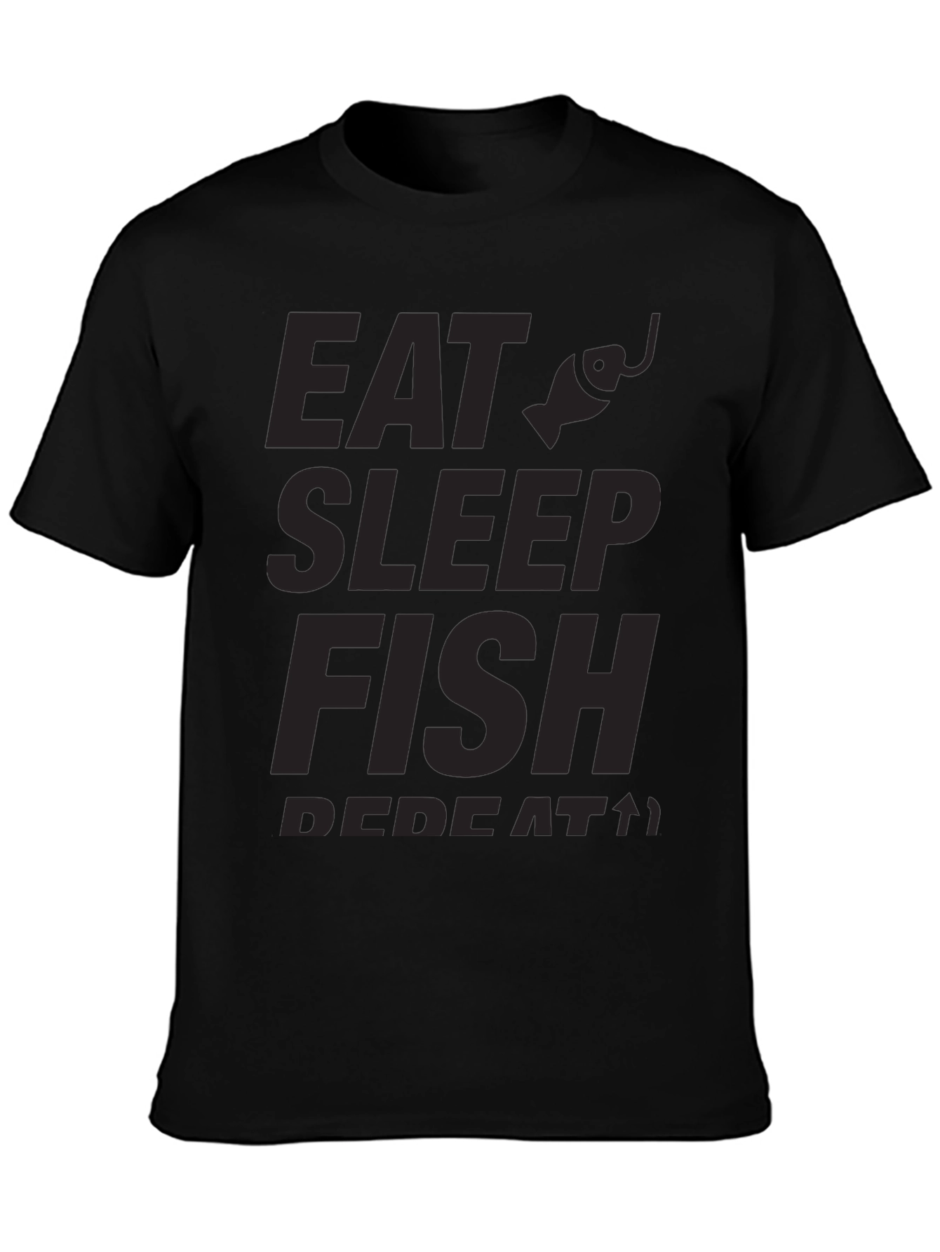 Eat Sleep Fish Repeat Black Graphic Tee