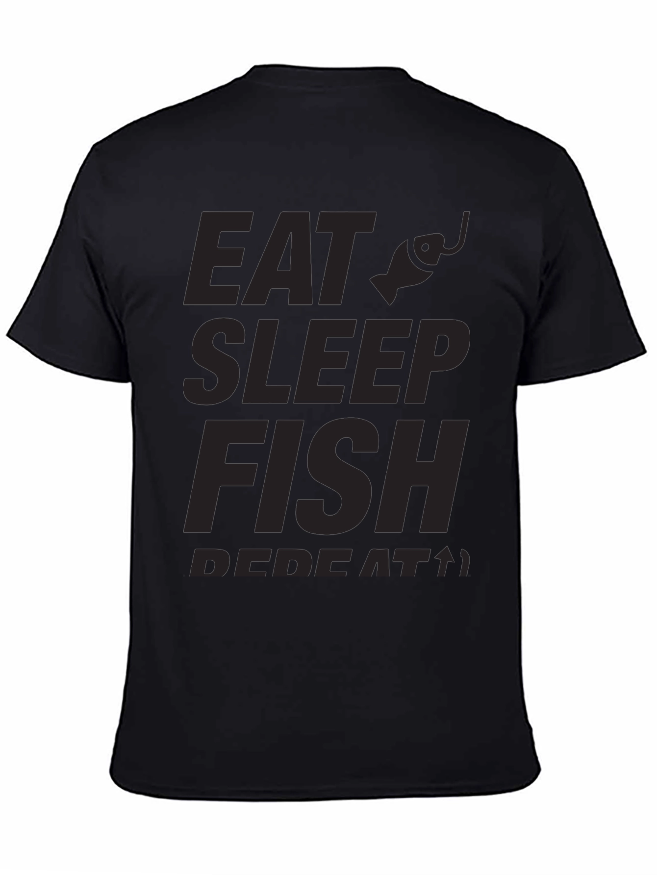 Eat Sleep Fish Repeat Black Graphic Tee