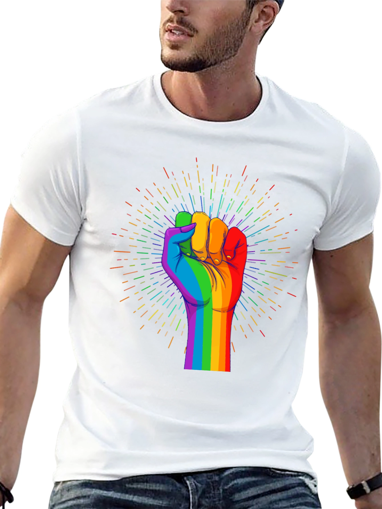 Pride Fist Graphic Tee - Black Cotton T-Shirt