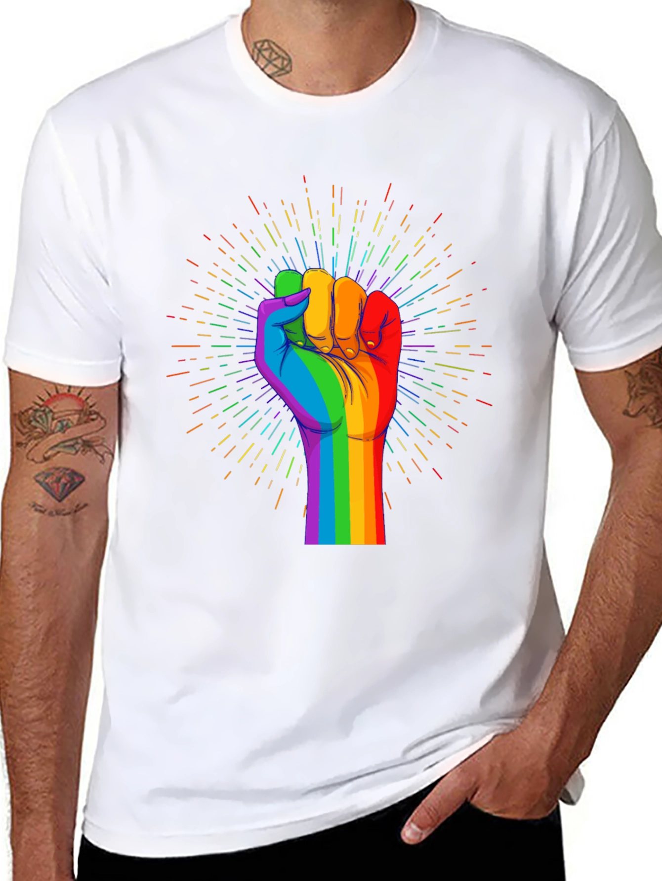 Pride Fist Graphic Tee - Black Cotton T-Shirt