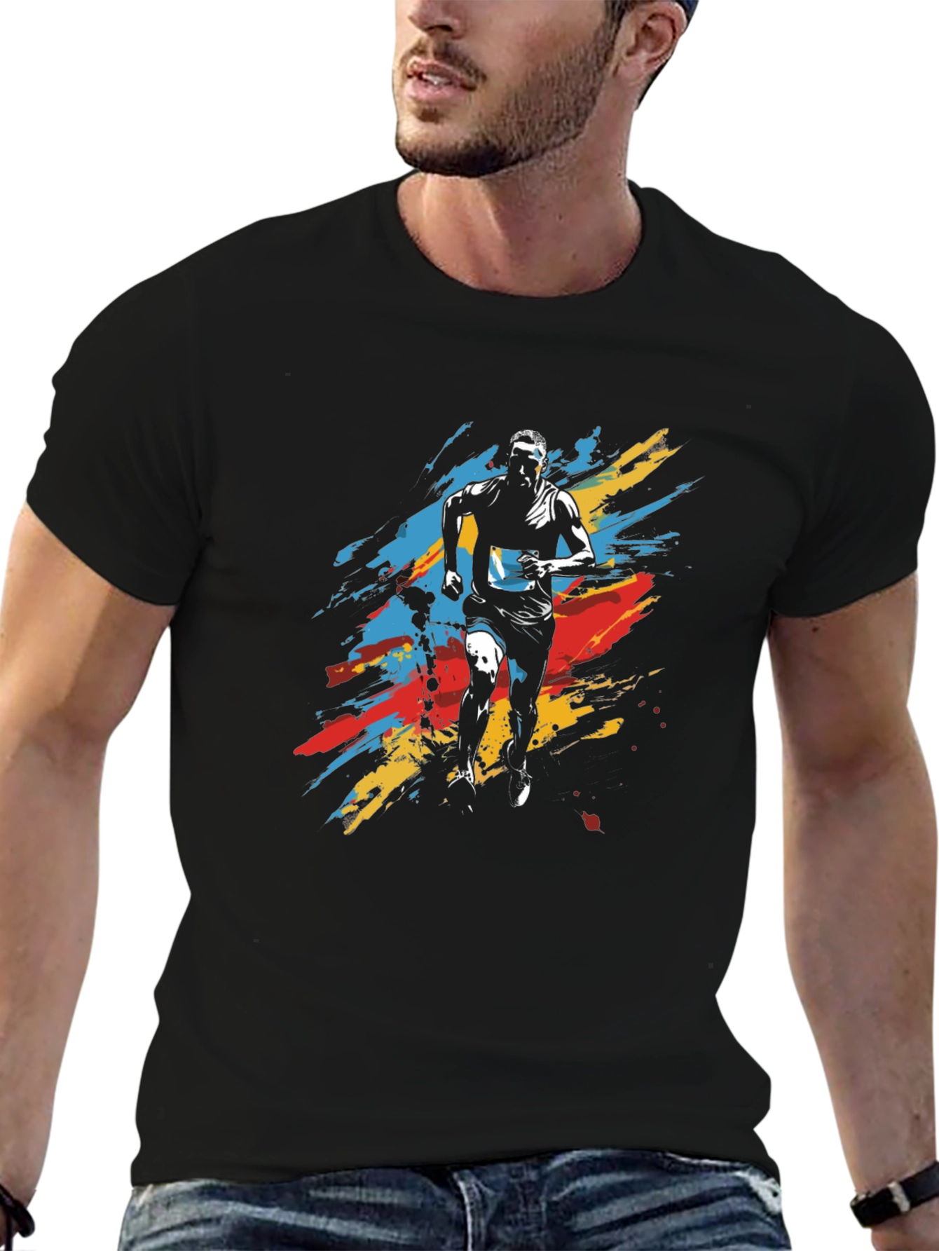 Mens Running Graphic Tee - Black