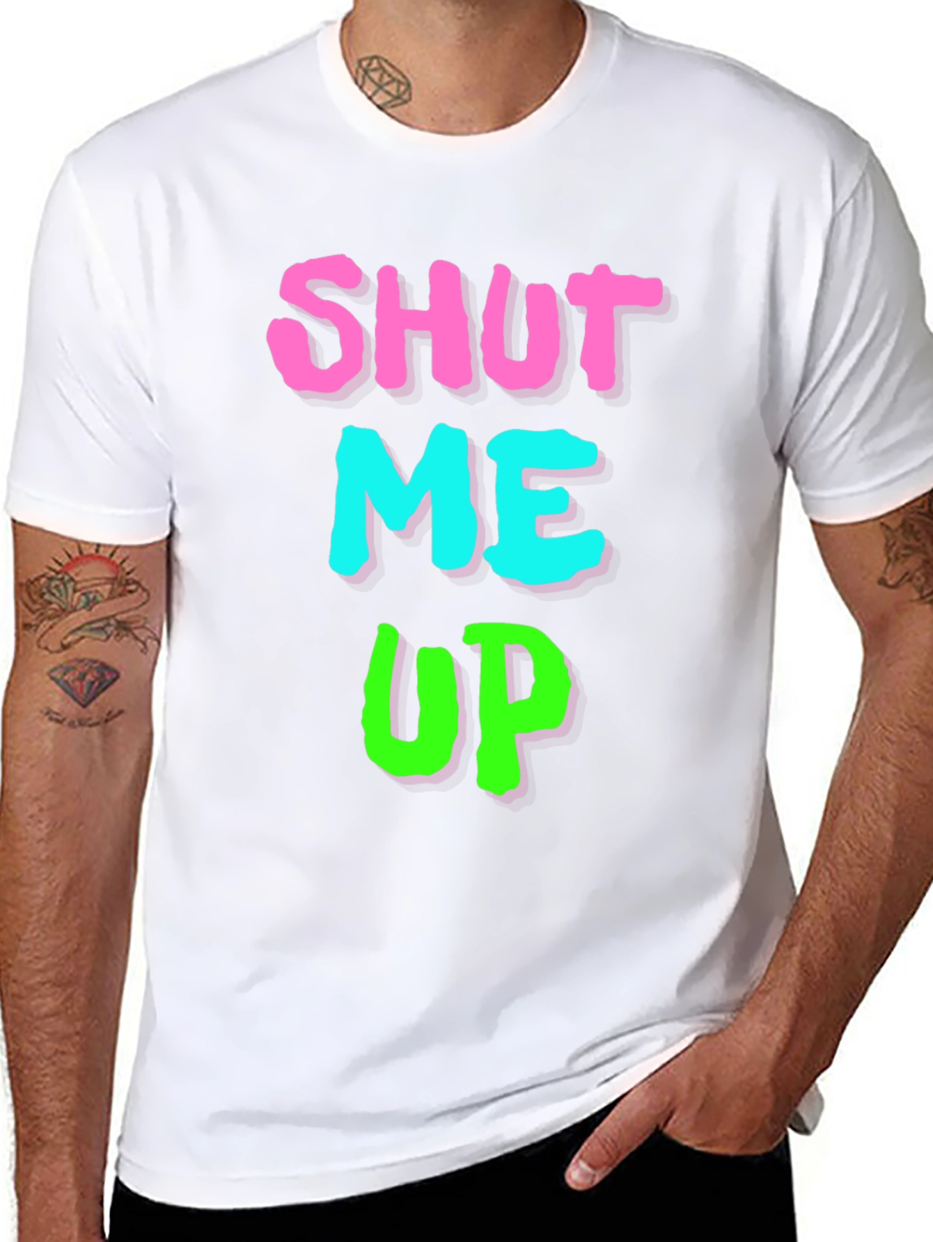 Shut Me Up Graphic Print Black T-Shirt