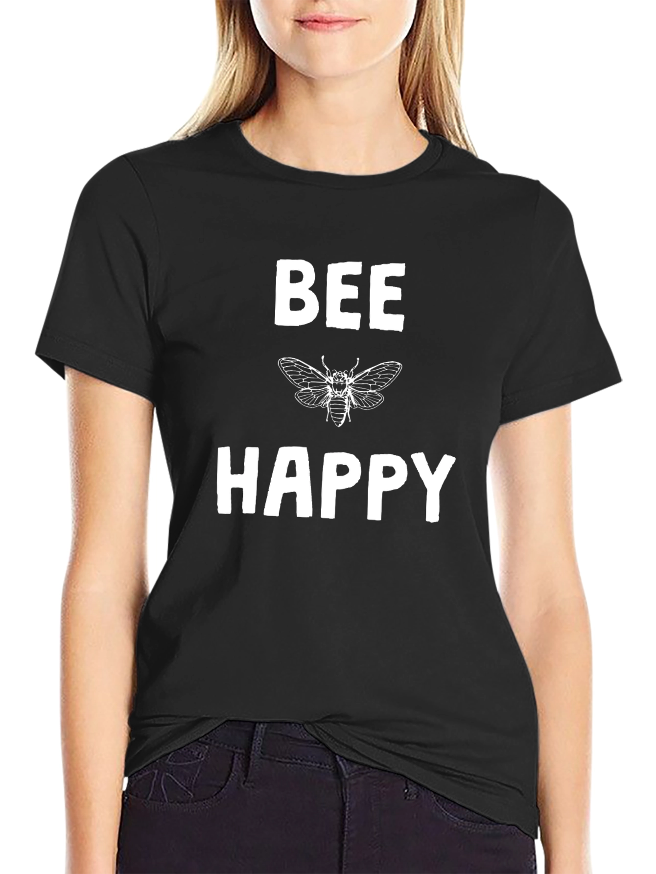 Bee Happy Graphic Tee - Black T-Shirt