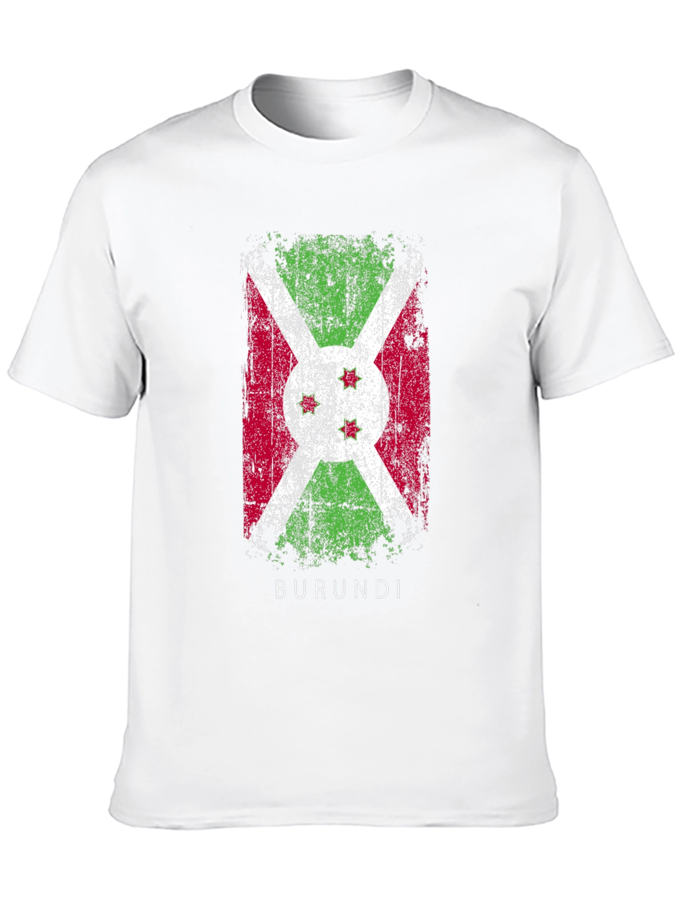 Burundi Flag T-Shirt Distressed Style Mens Black Tee