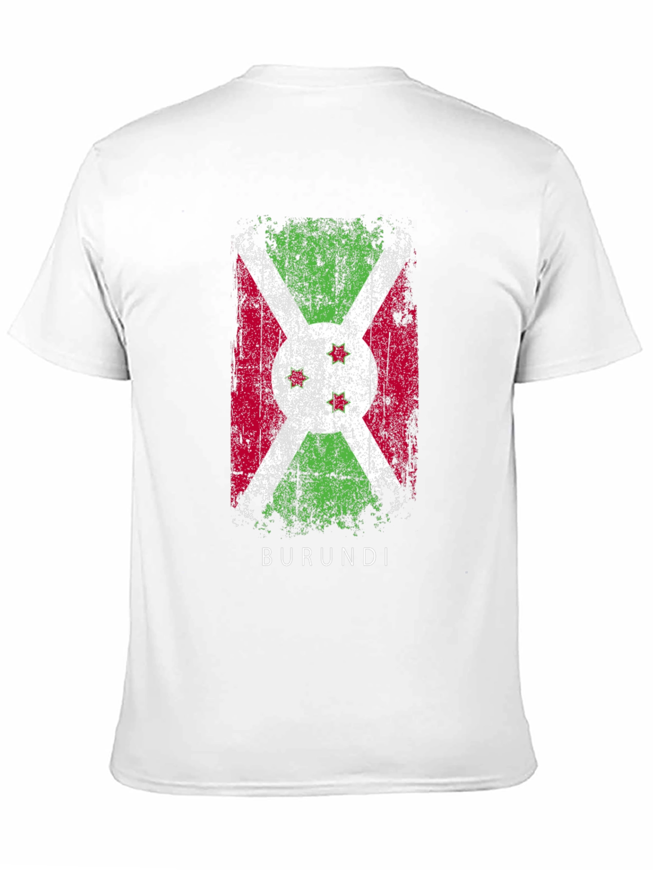 Burundi Flag T-Shirt Distressed Style Mens Black Tee