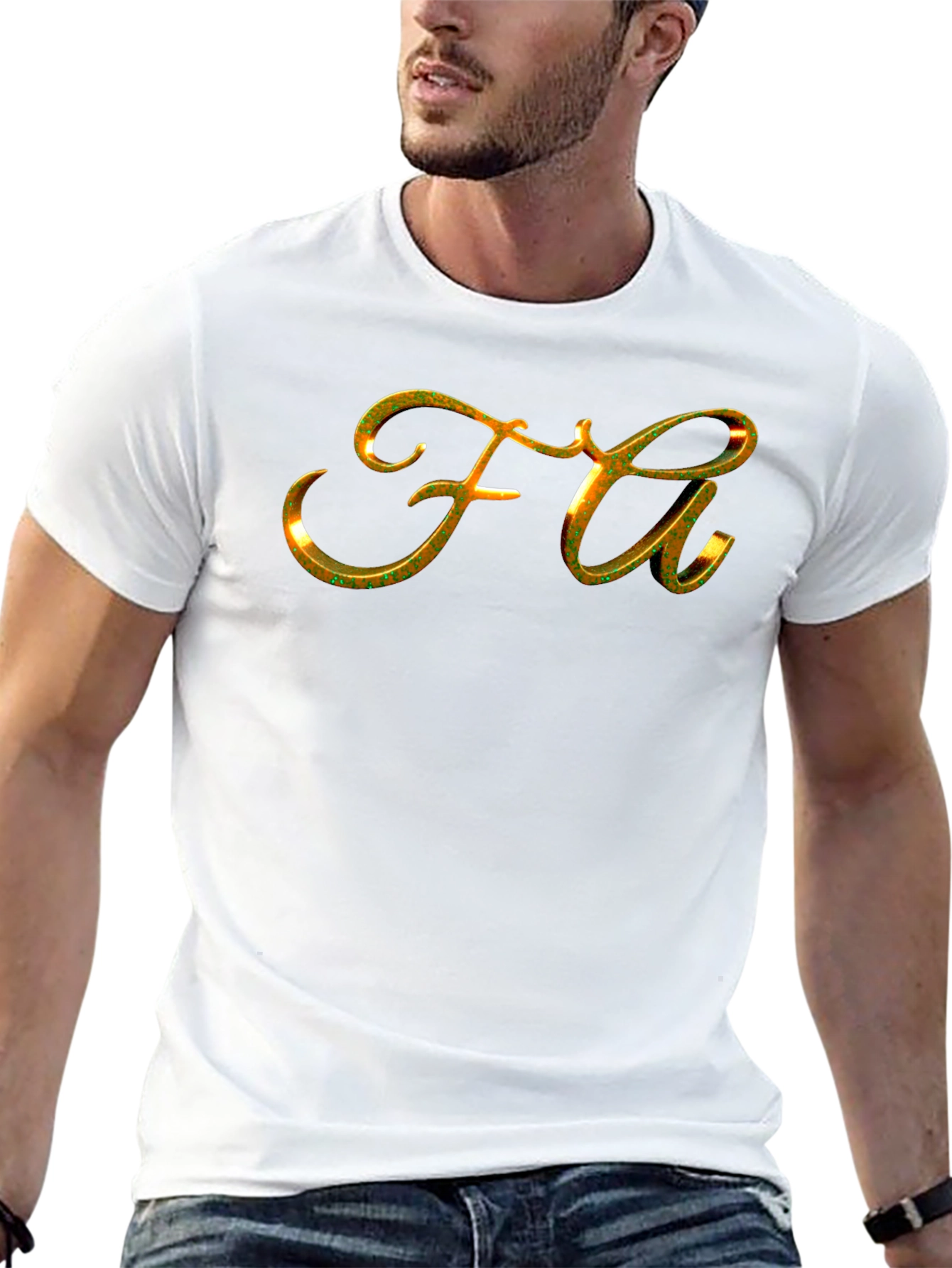 Gold FA Lettering Black T-Shirt