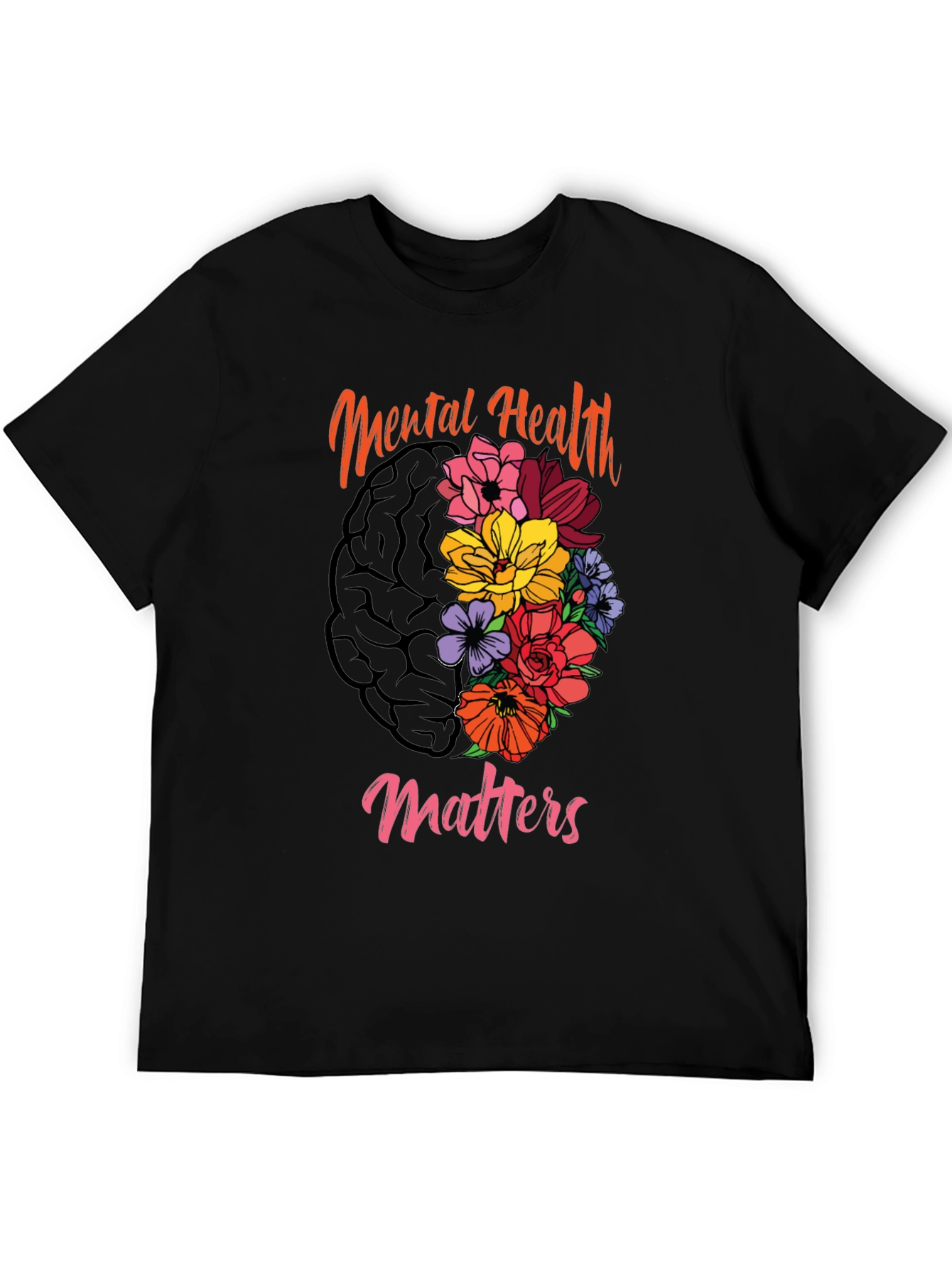 Mental Health Matters Floral Brain T-Shirt