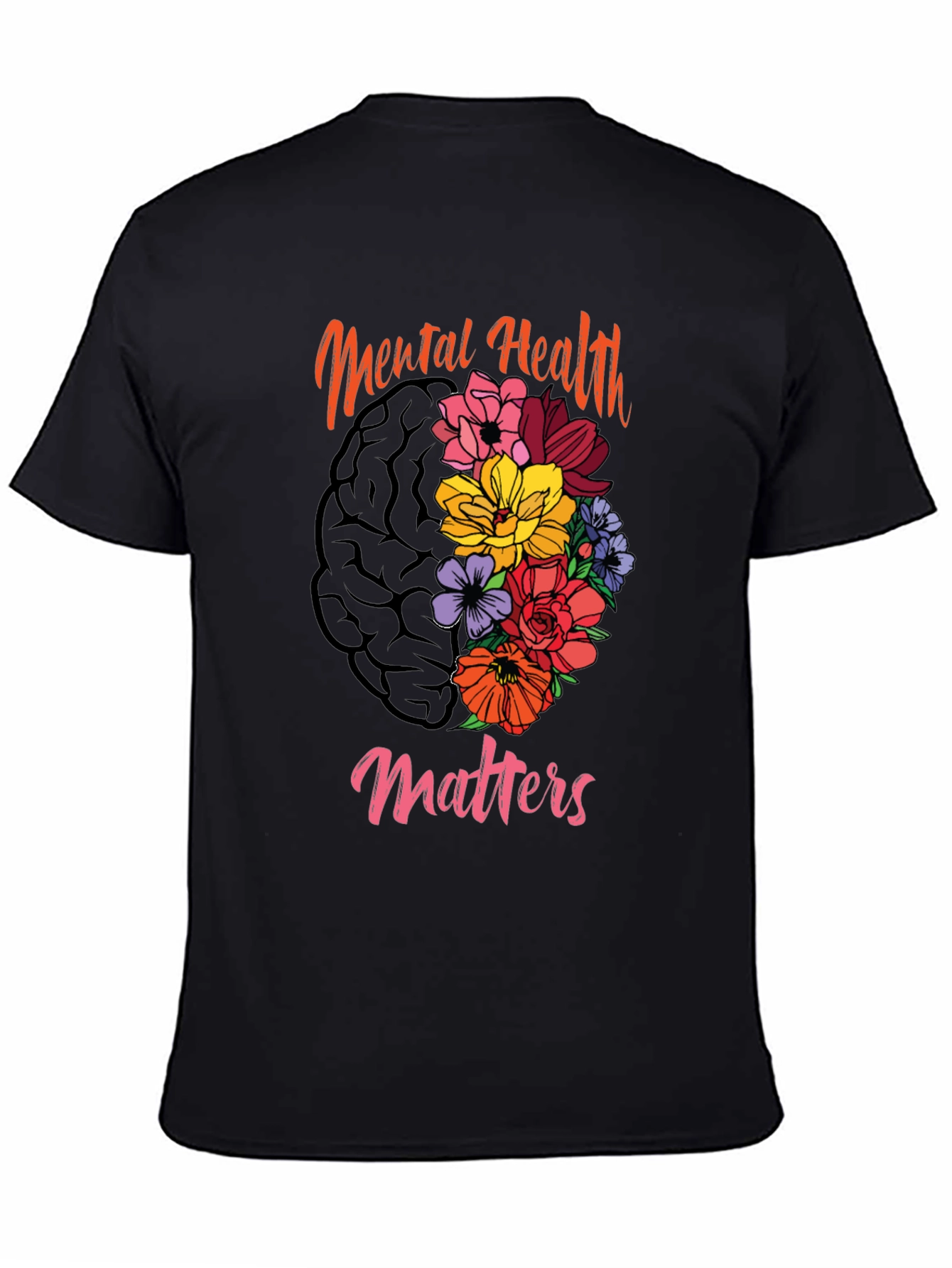 Mental Health Matters Floral Brain T-Shirt