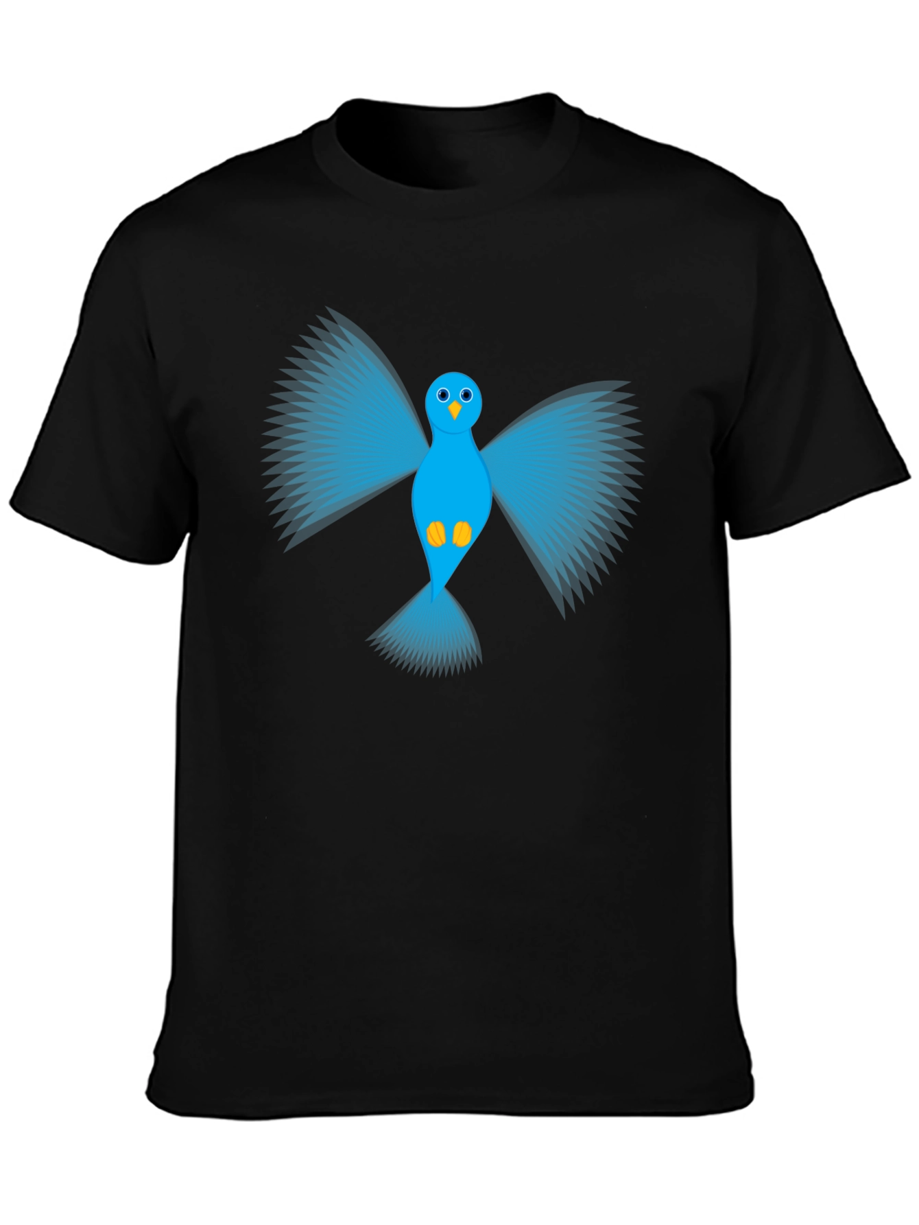 Blue Bird Graphic Black T-Shirt - Mens Casual Tee