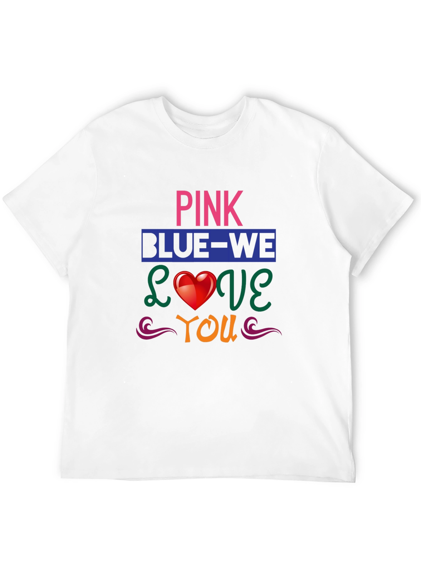 Pink Blue We Love You Graphic T-Shirt