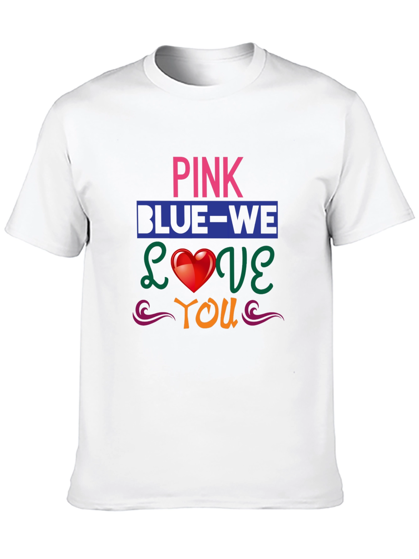 Pink Blue We Love You Graphic T-Shirt