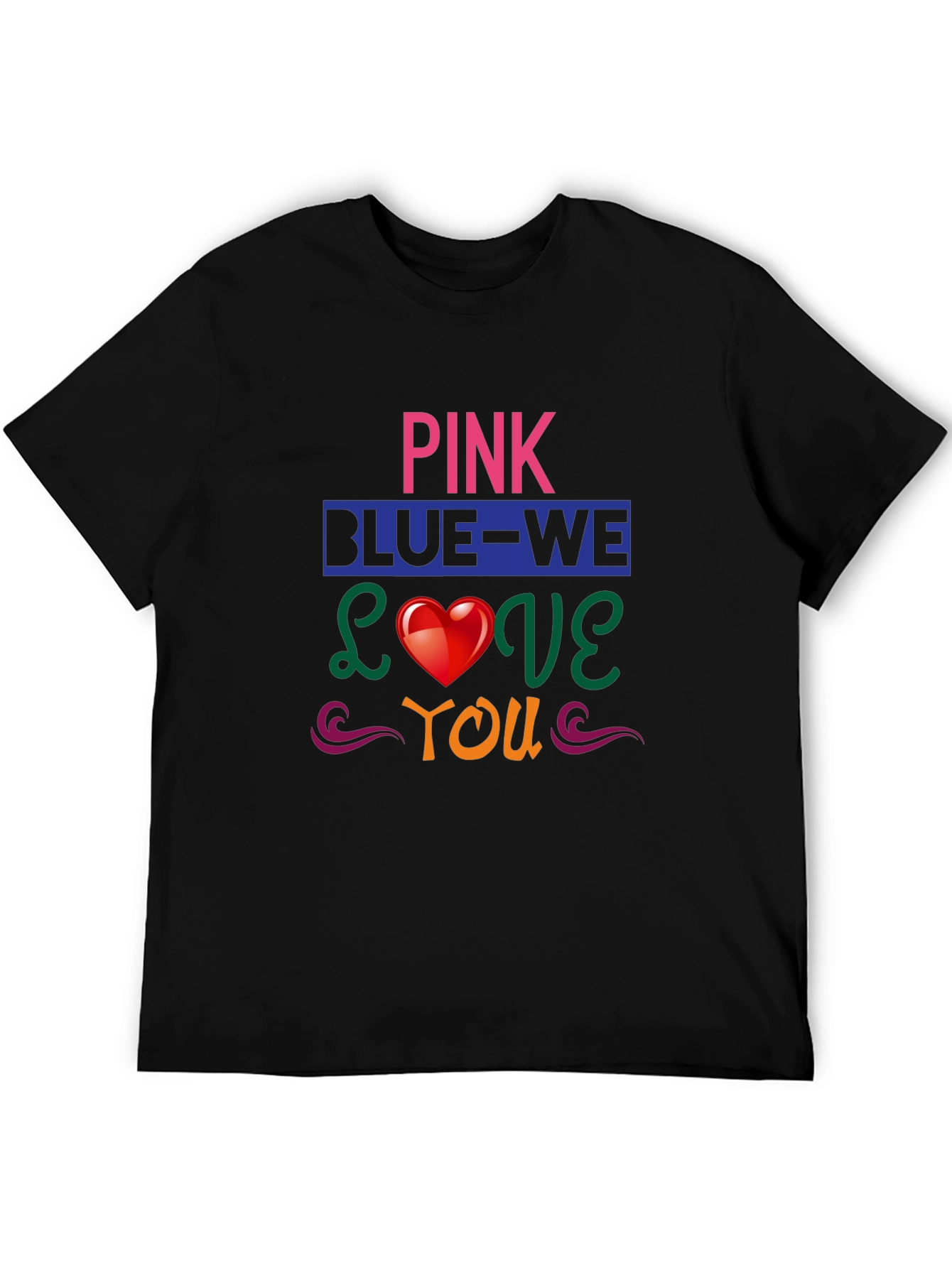 Pink Blue We Love You Graphic T-Shirt
