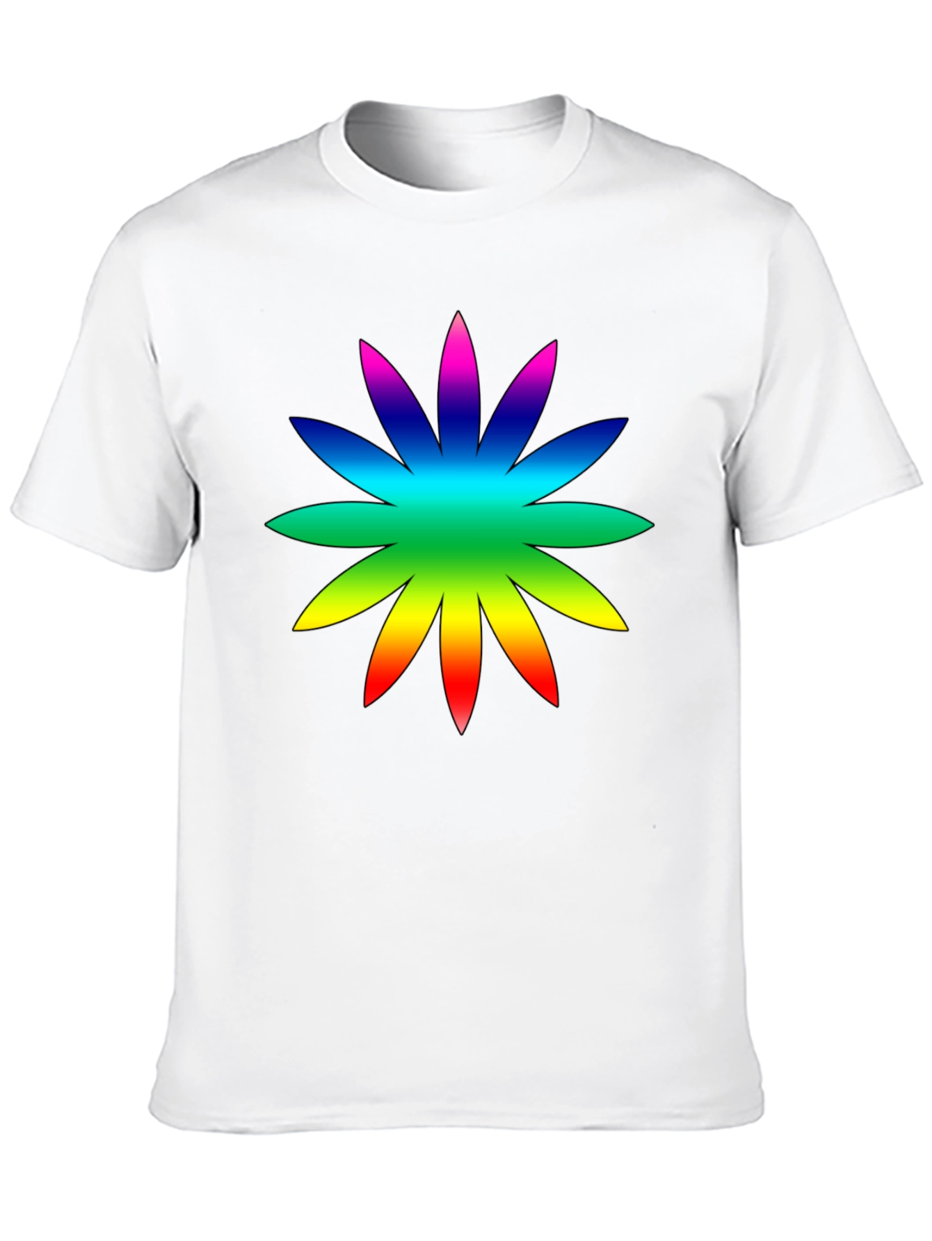 Rainbow Flower Graphic Tee - Soft Cotton Casual Shirt