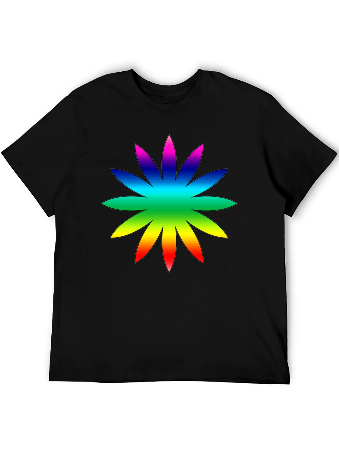 Rainbow Flower Graphic Tee - Soft Cotton Casual Shirt