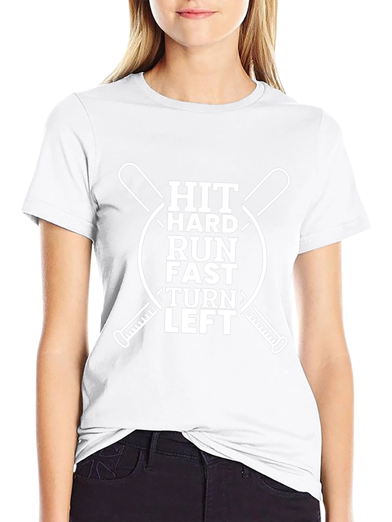 Hit Hard Run Fast Baseball Graphic T-Shirt