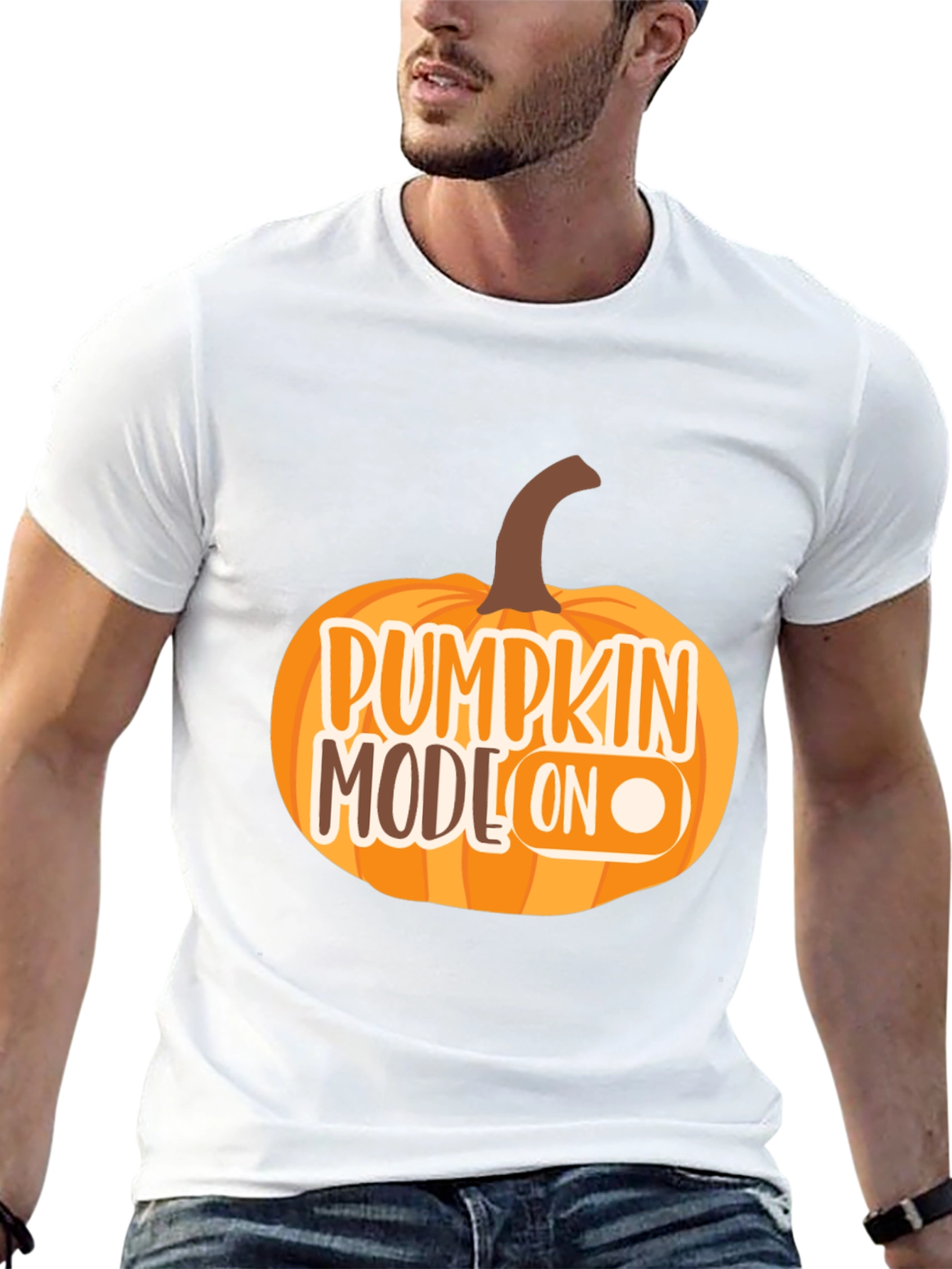 Pumpkin Mode On Black T-Shirt