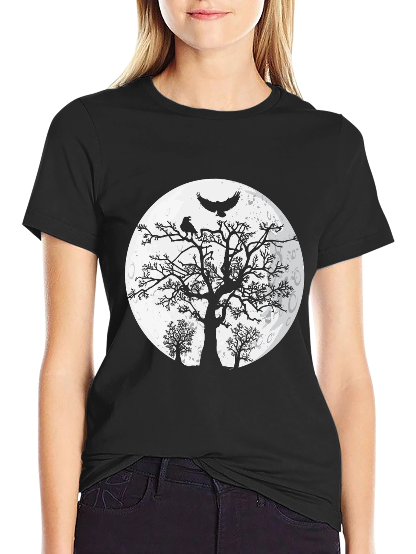 Raven Moon T-Shirt - Gothic Graphic Tee