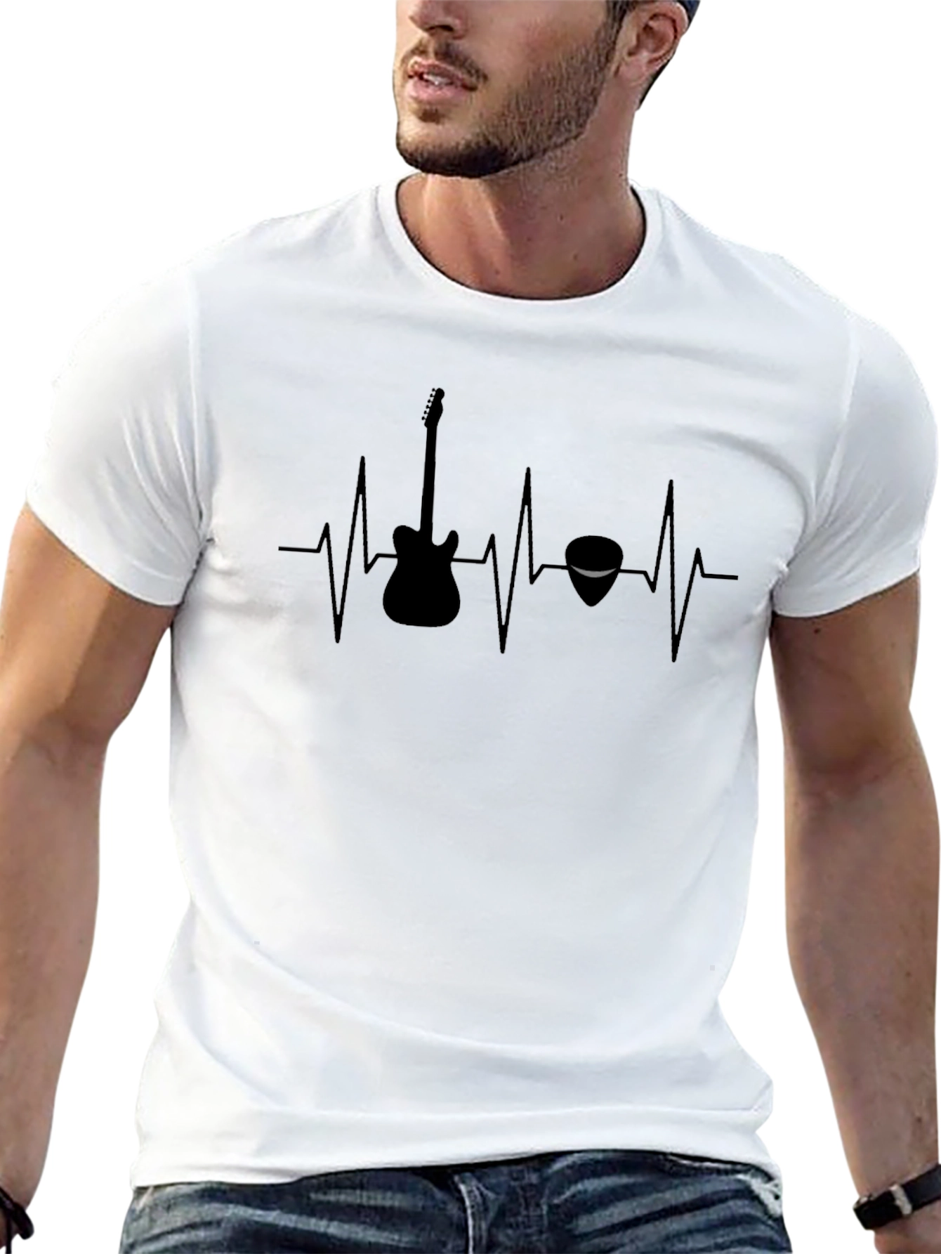 Guitar Heartbeat Black T-Shirt